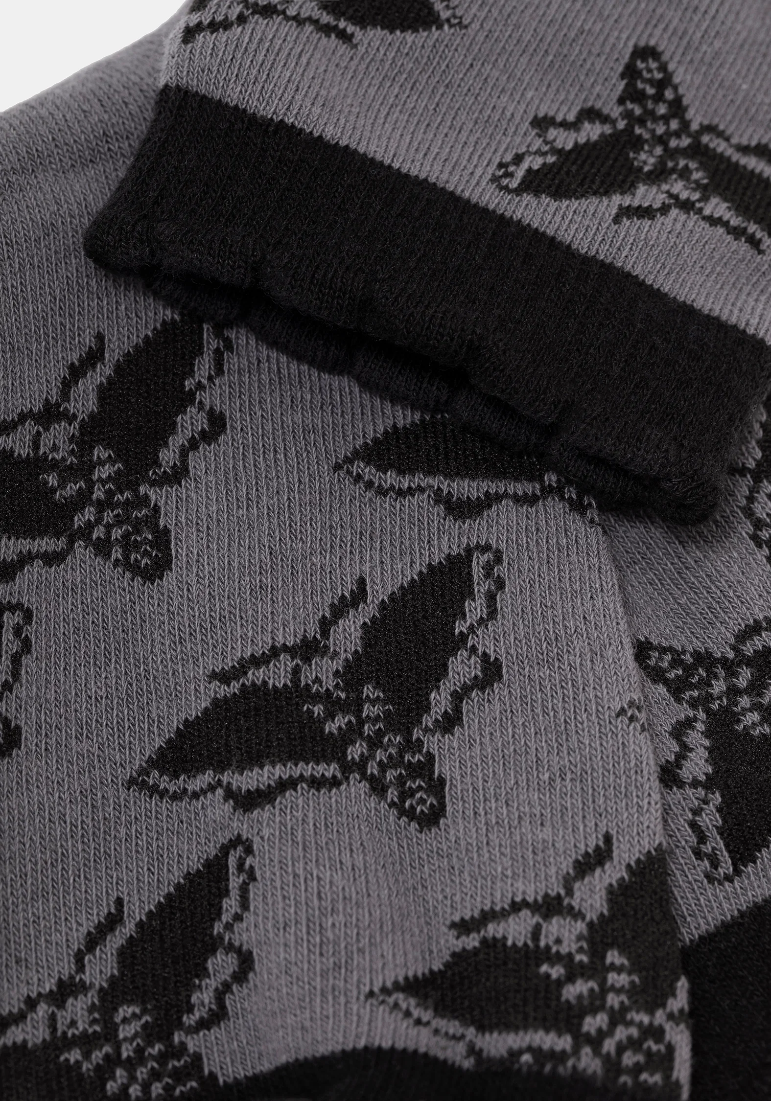 Mortmoth Jacquard Knit Socks - Black - Image 2