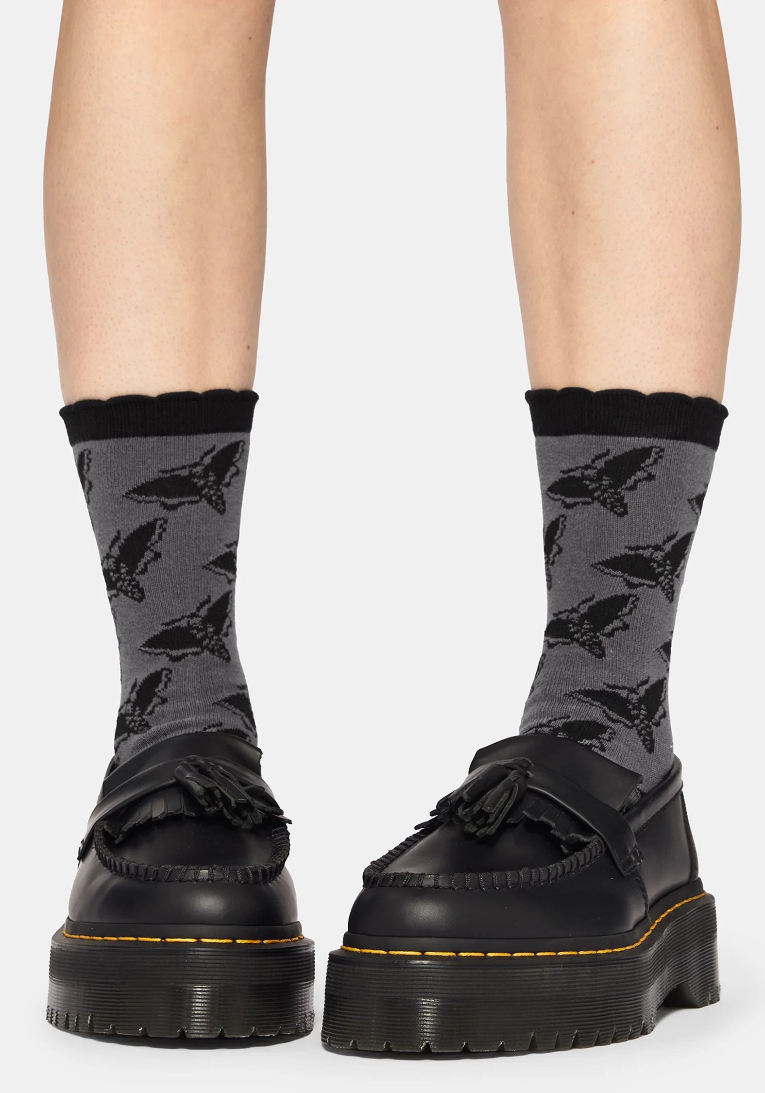 Mortmoth Jacquard Knit Socks - Black - Image 3
