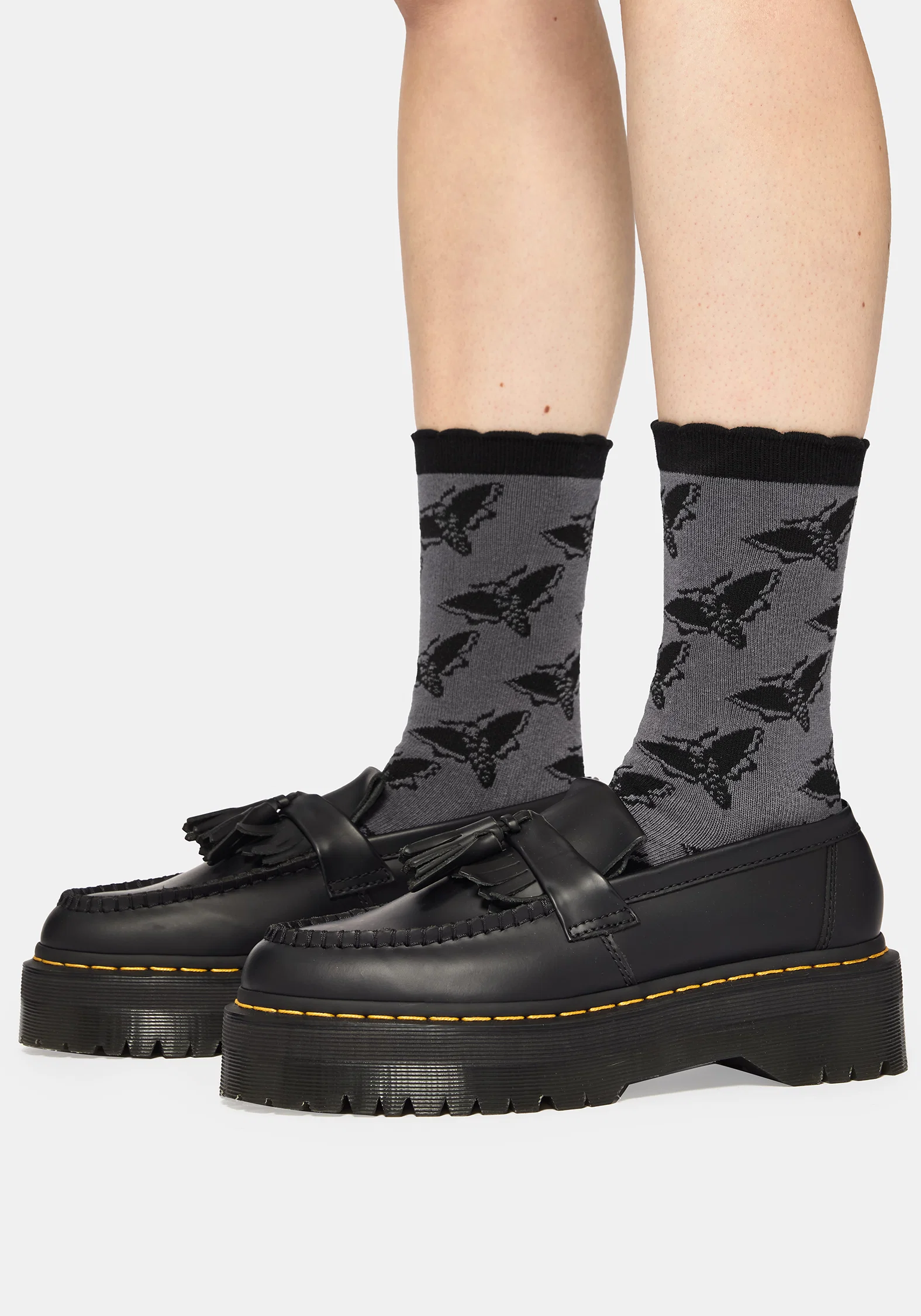 Mortmoth Jacquard Knit Socks - Black - Image 5