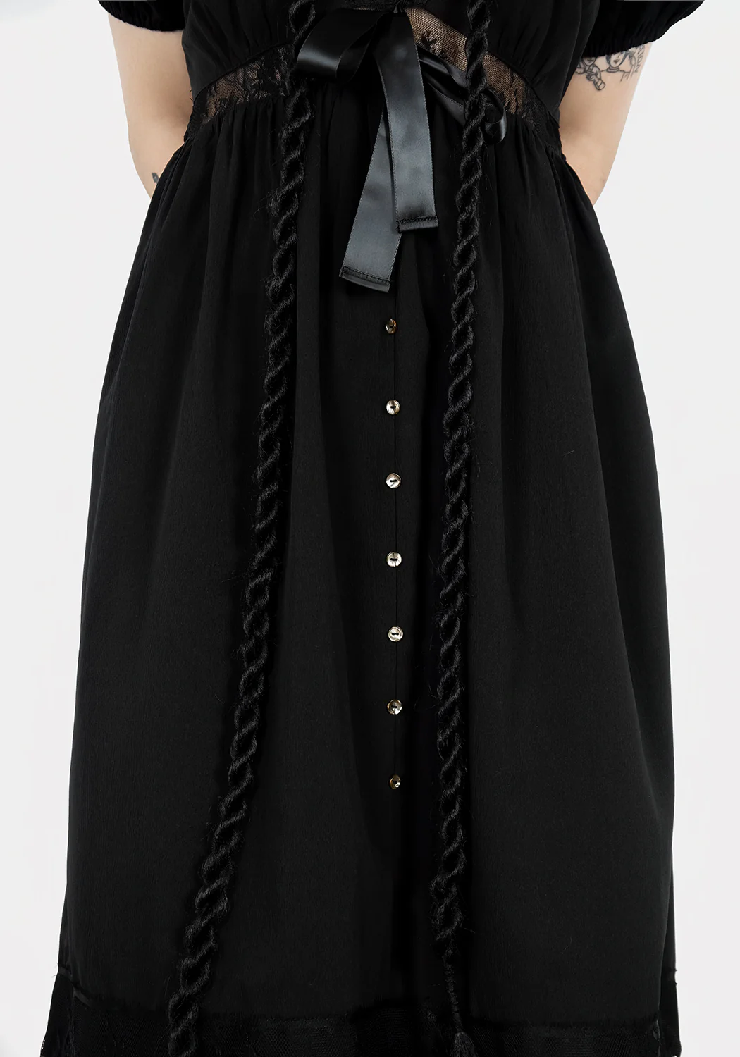Mortuary Lace Button Up Midi Dress - Image 4