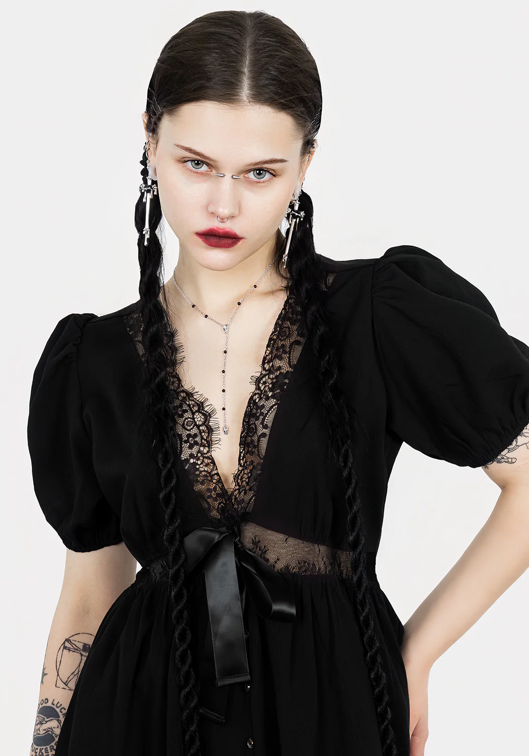 Mortuary Lace Button Up Midi Dress - Image 6