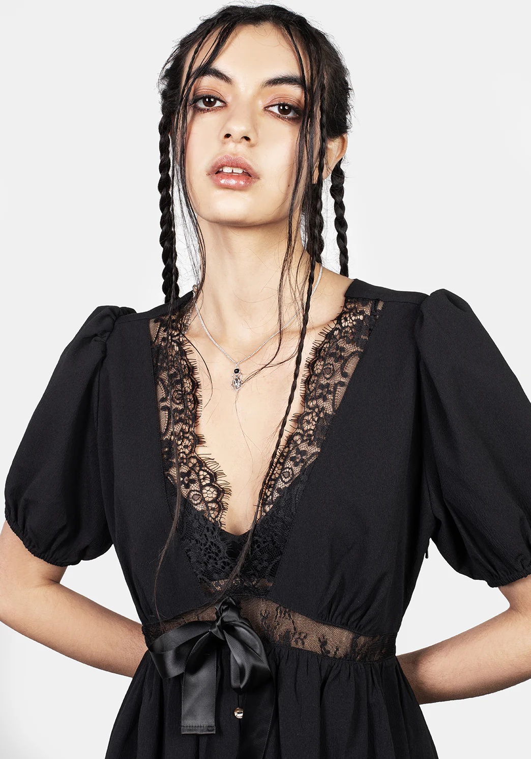 Mortuary Lace Button Up Midi Dress - Image 8