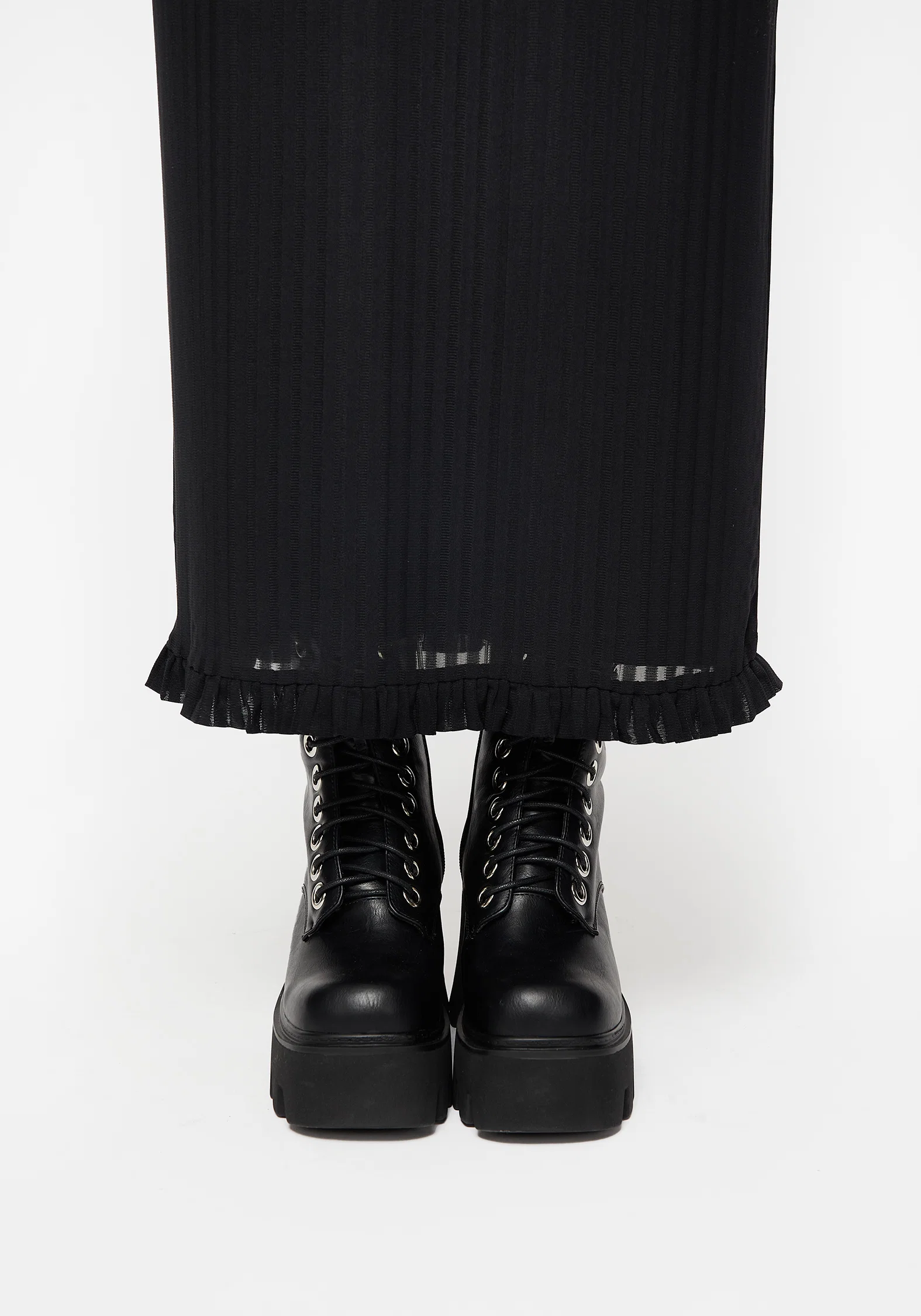 Mourning Ruffle Detail Mesh Short Sleeve Maxi Dress - Image 5