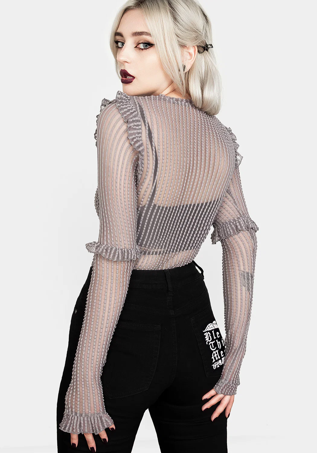 MOURNING RUFFLE TOP GHOST GREY - Image 3