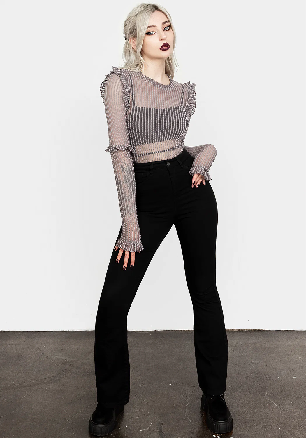 MOURNING RUFFLE TOP GHOST GREY - Image 4