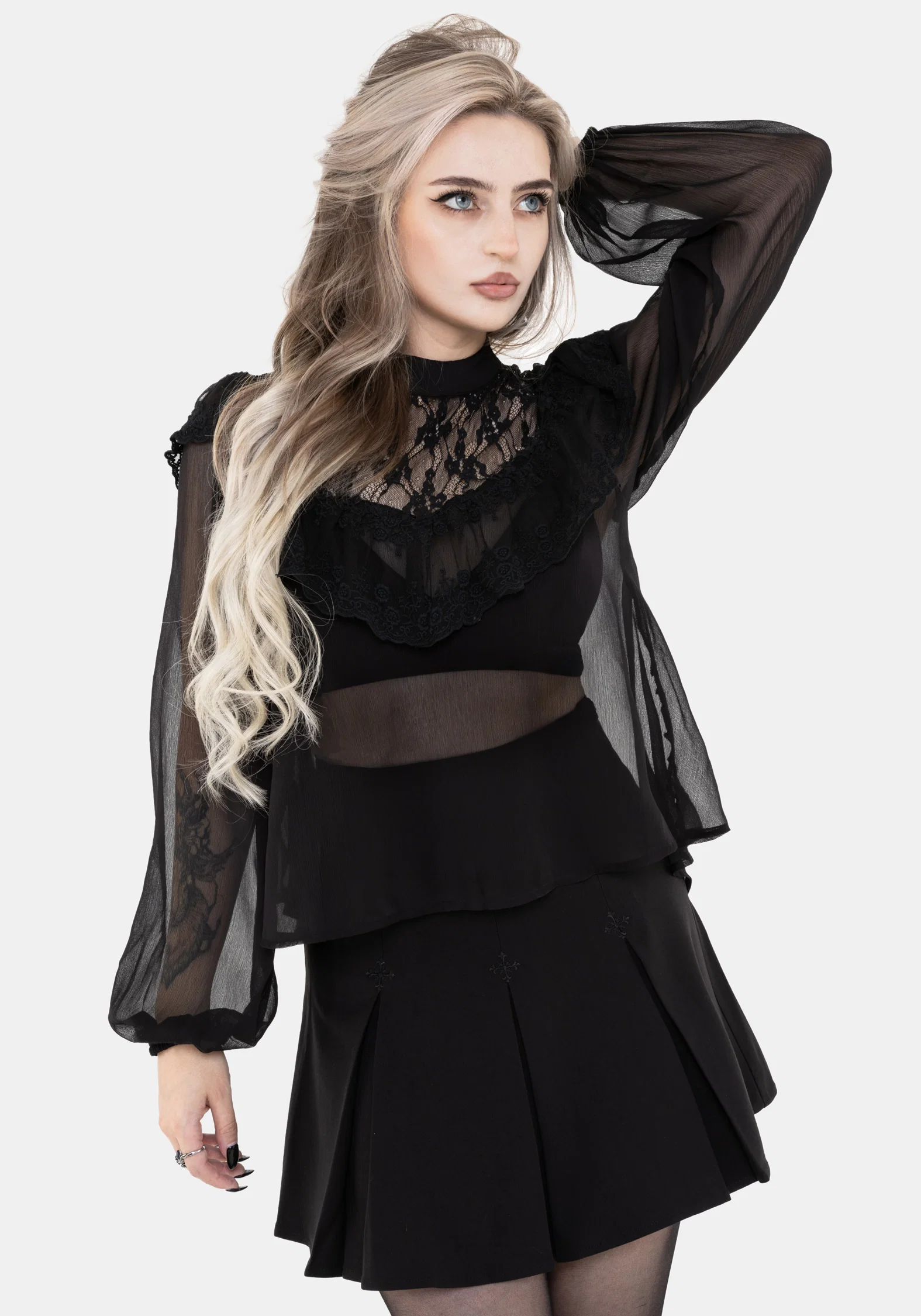 Myr Contrast Ruffle Lace Blouse - Image 7