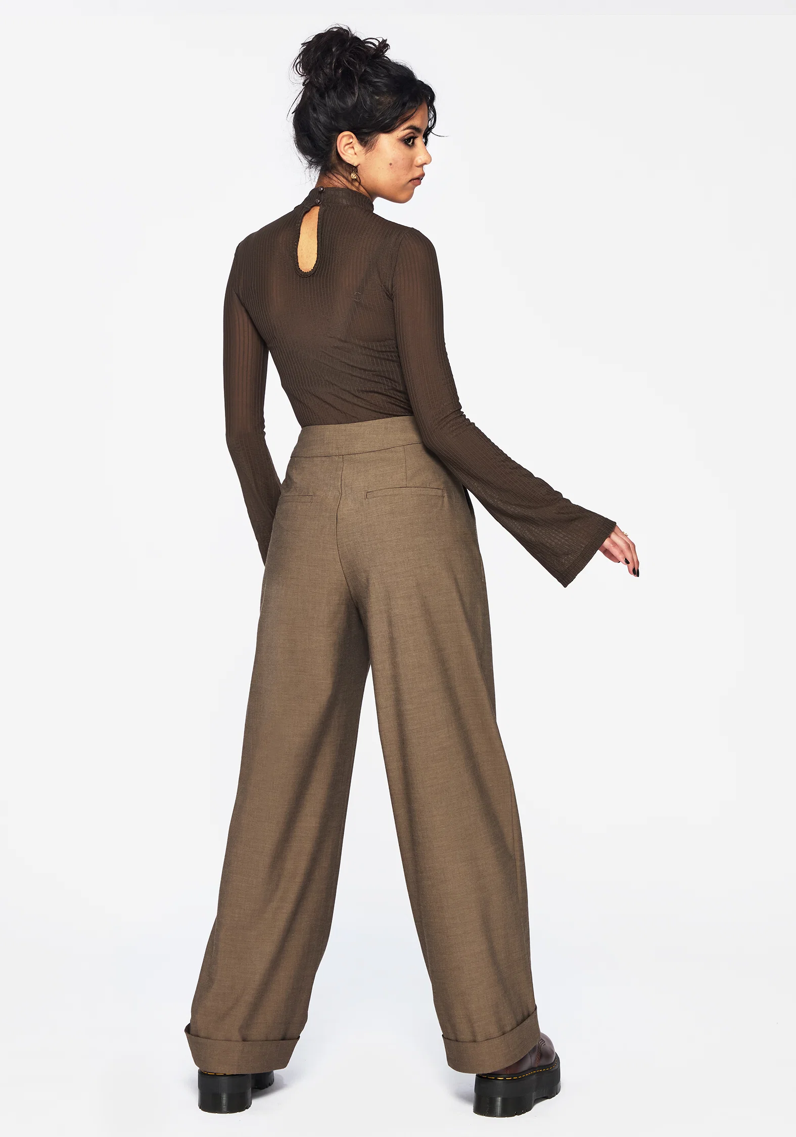 Mystic Embroidered Turn Up Wide Leg Trouser - Image 3