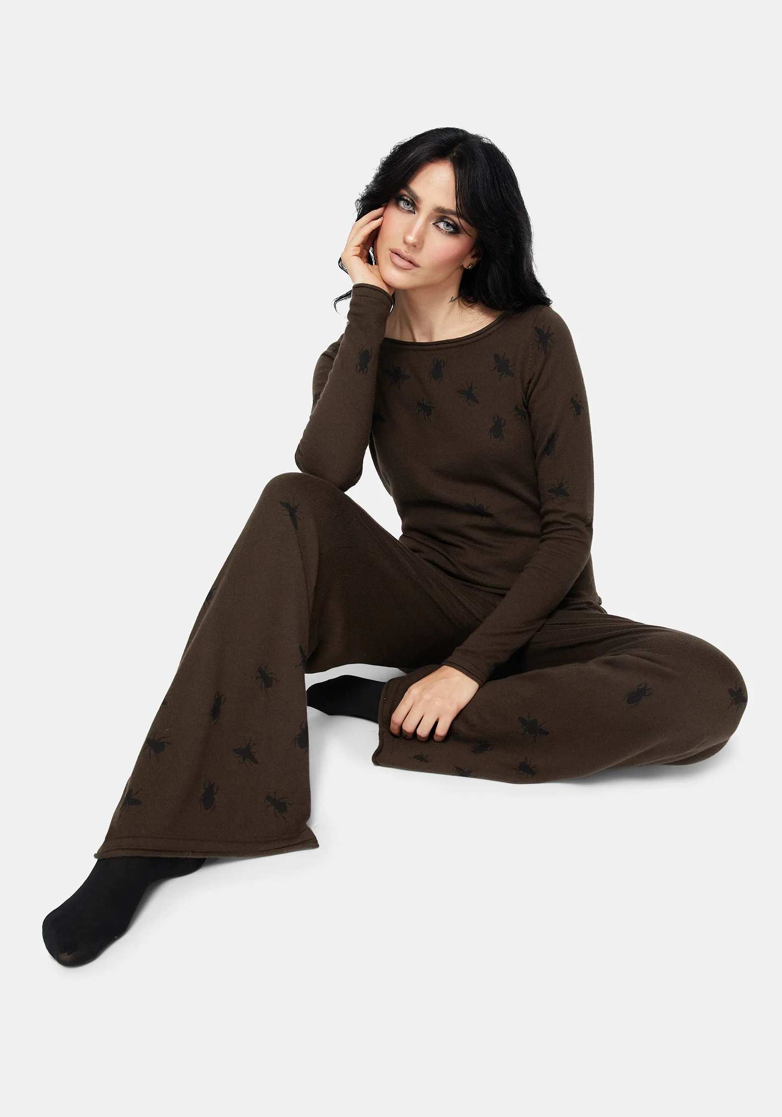 Mythidra Bug Printed Lounge Knit Trousers - Image 6