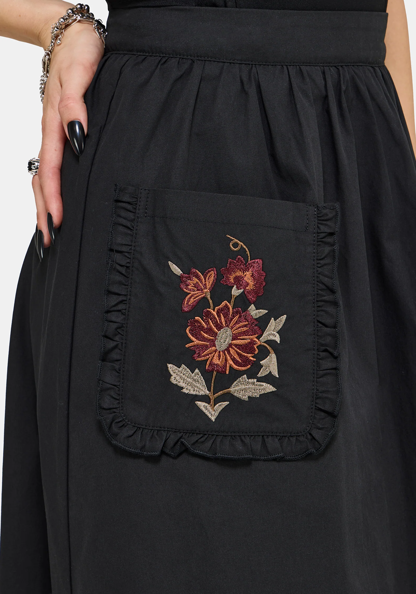 Mythos Cotton Embroidered Midi Skirt - Image 4