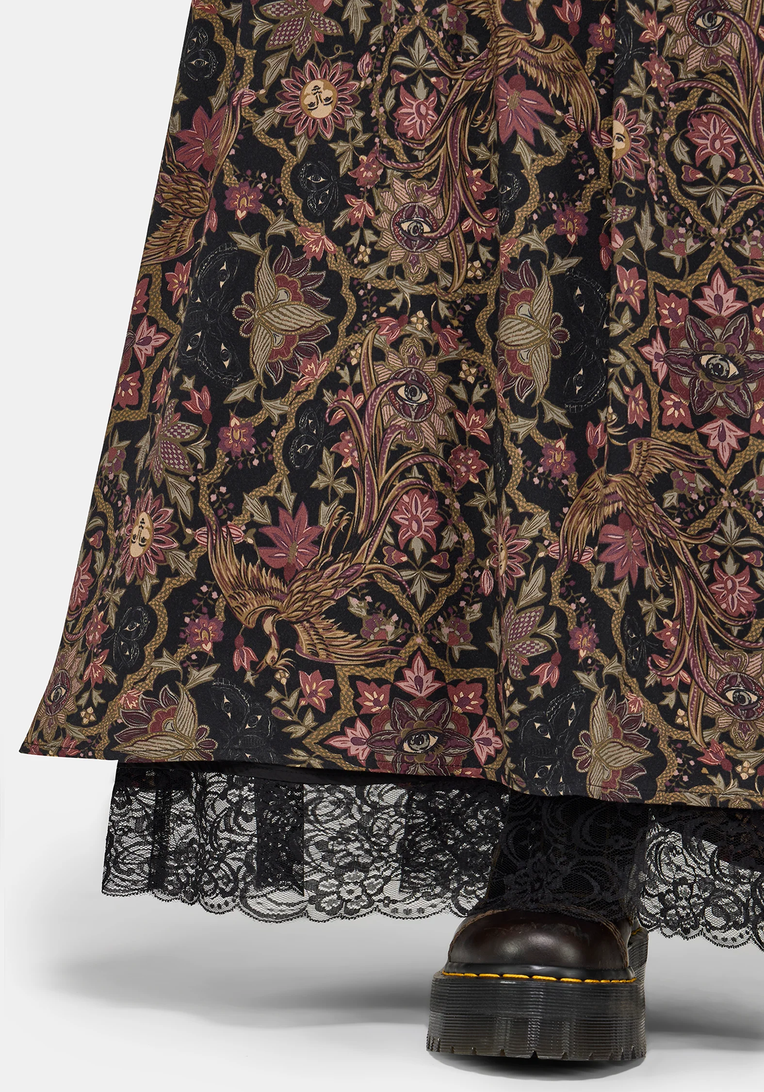 Mythos Print Lace Detail Midaxi Skirt - Image 5
