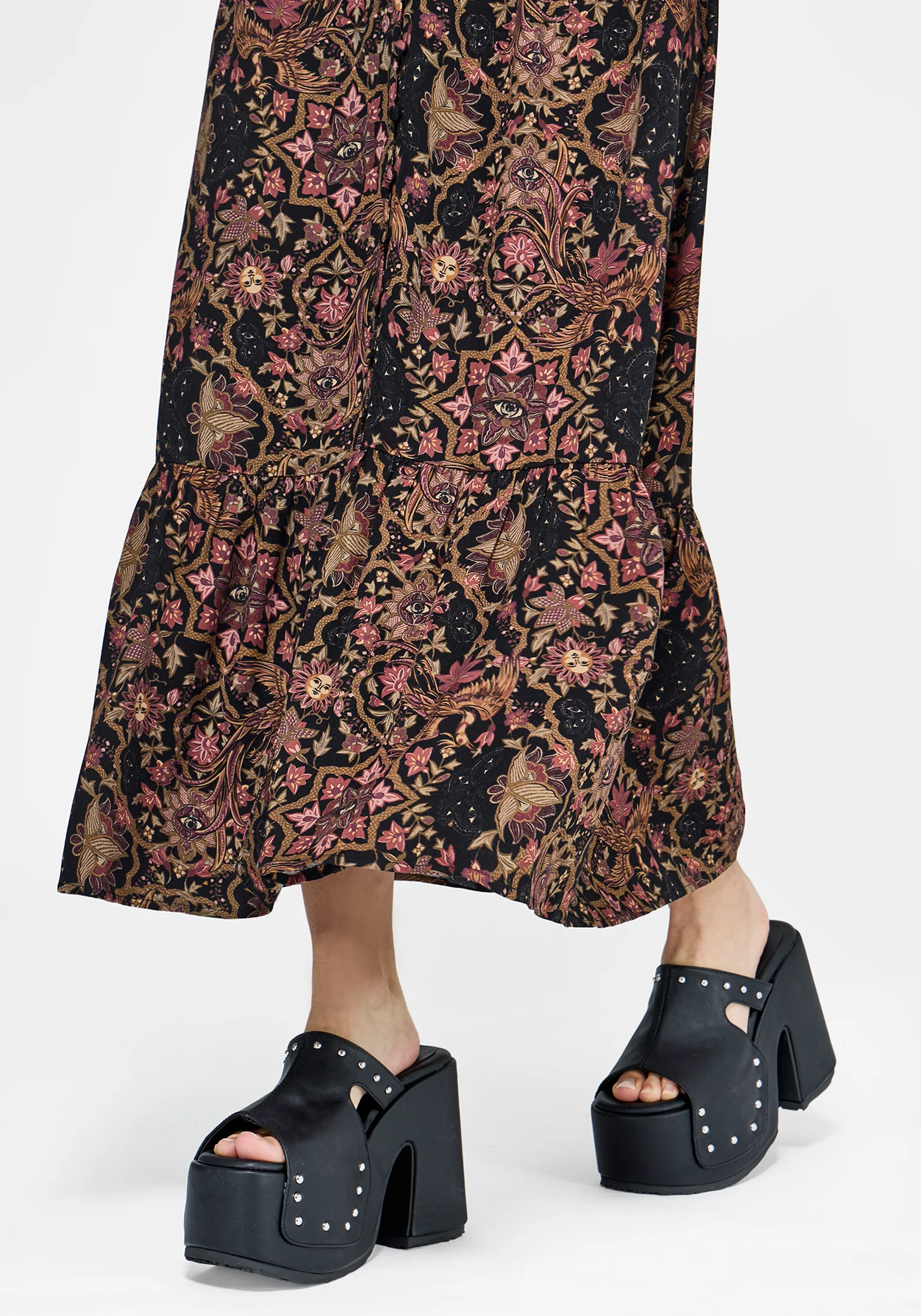Mythos Print Milkmaid Smock Midaxi Dress - Image 6