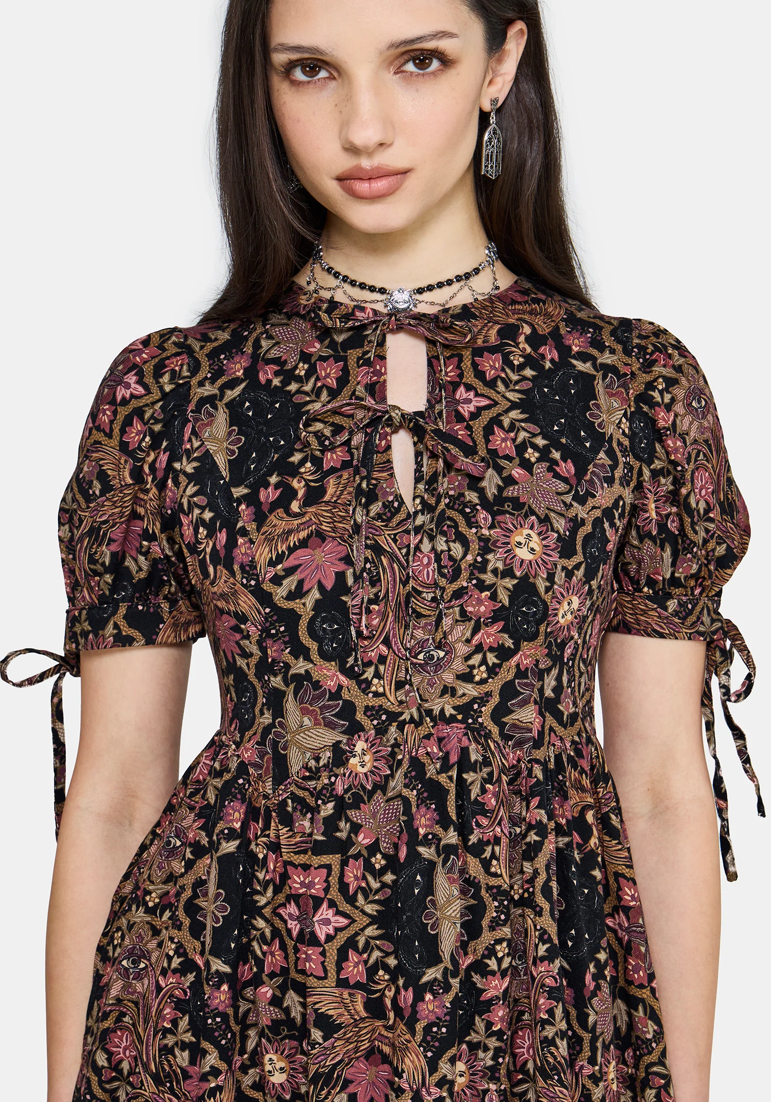 Mythos Print Tie Front Mini Dress - Image 2