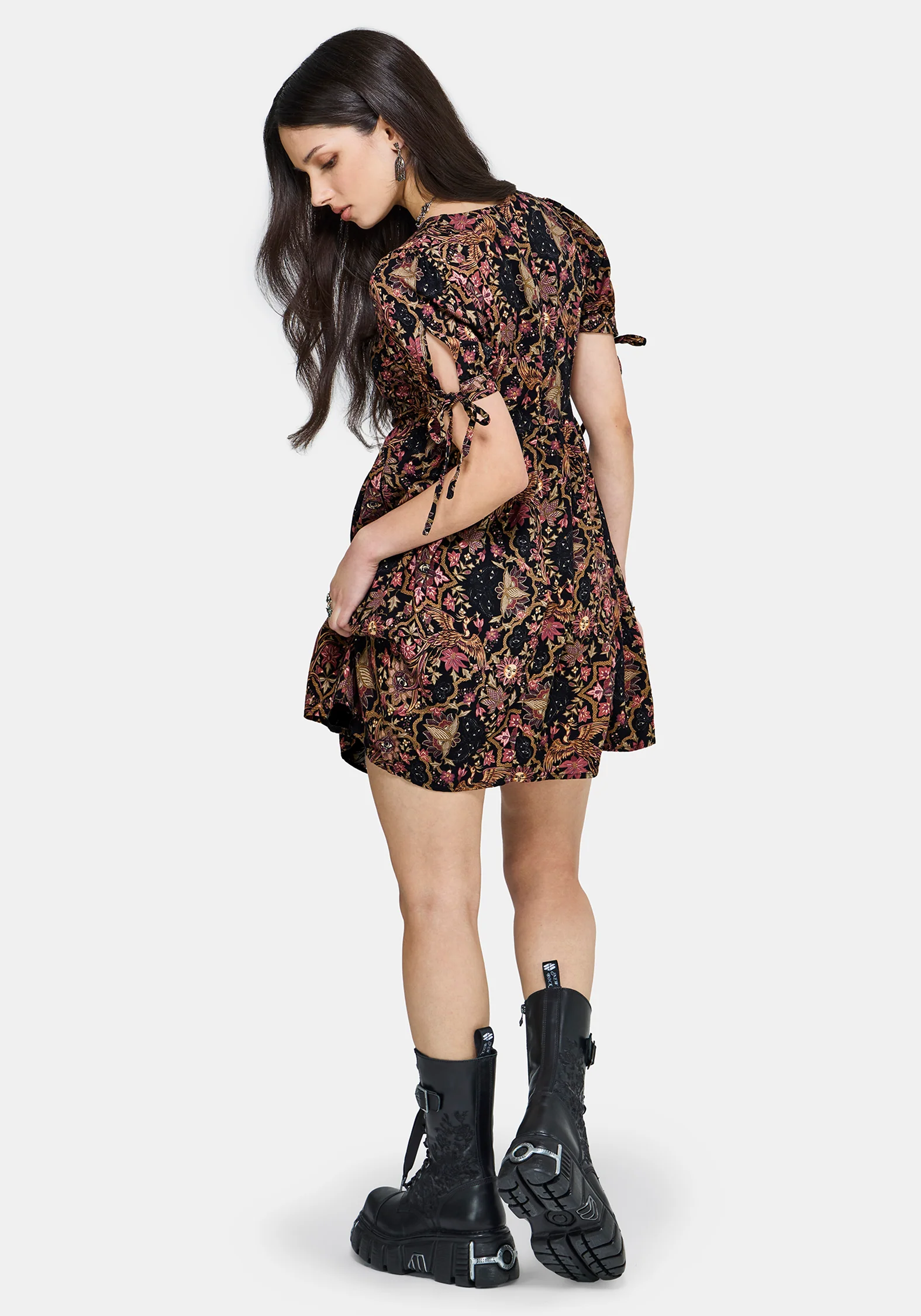 Mythos Print Tie Front Mini Dress - Image 3