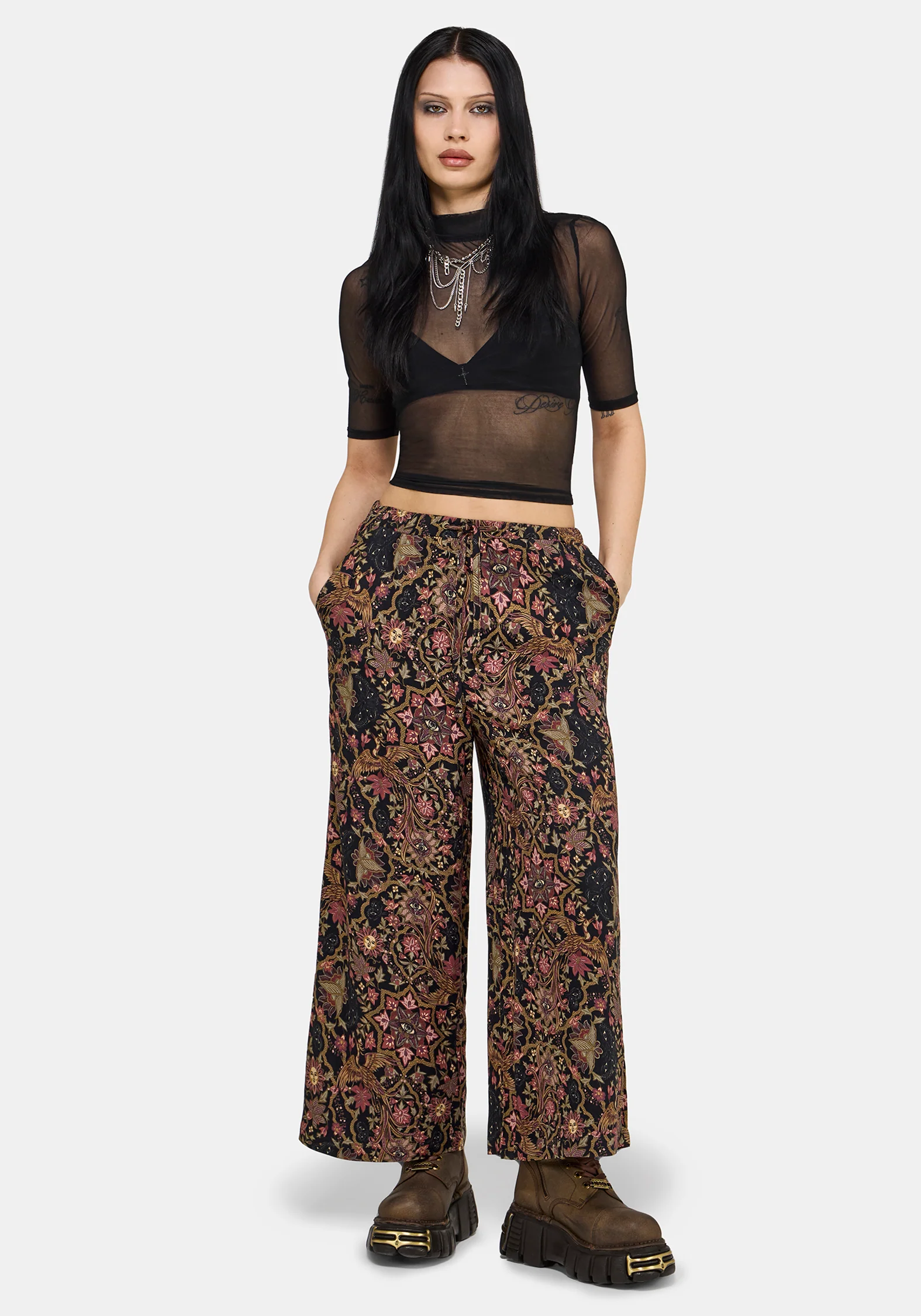 Mythos Print Wide Leg Culotte - Image 6