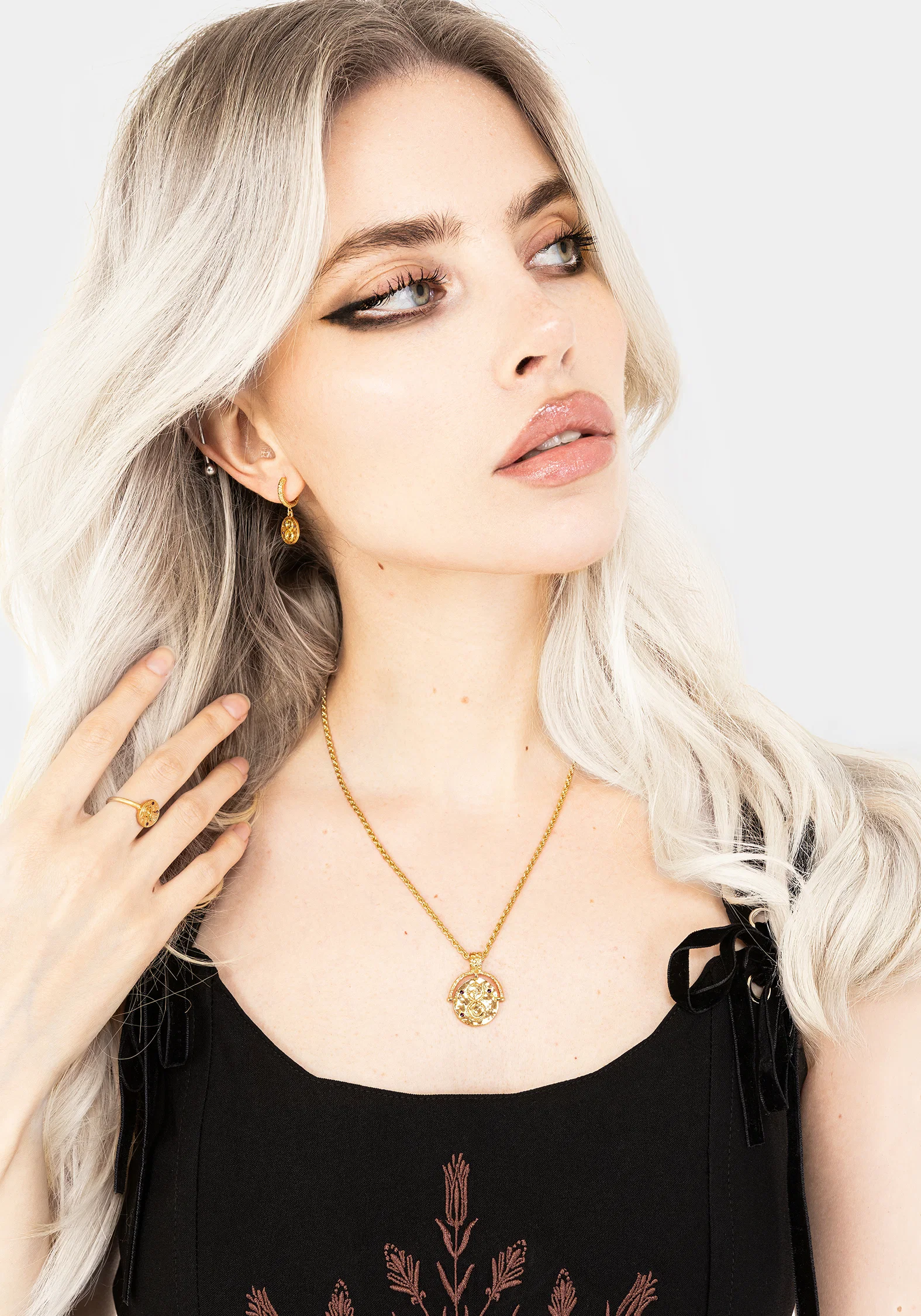 Naja Snake Charm Hoop Earrings - Image 6