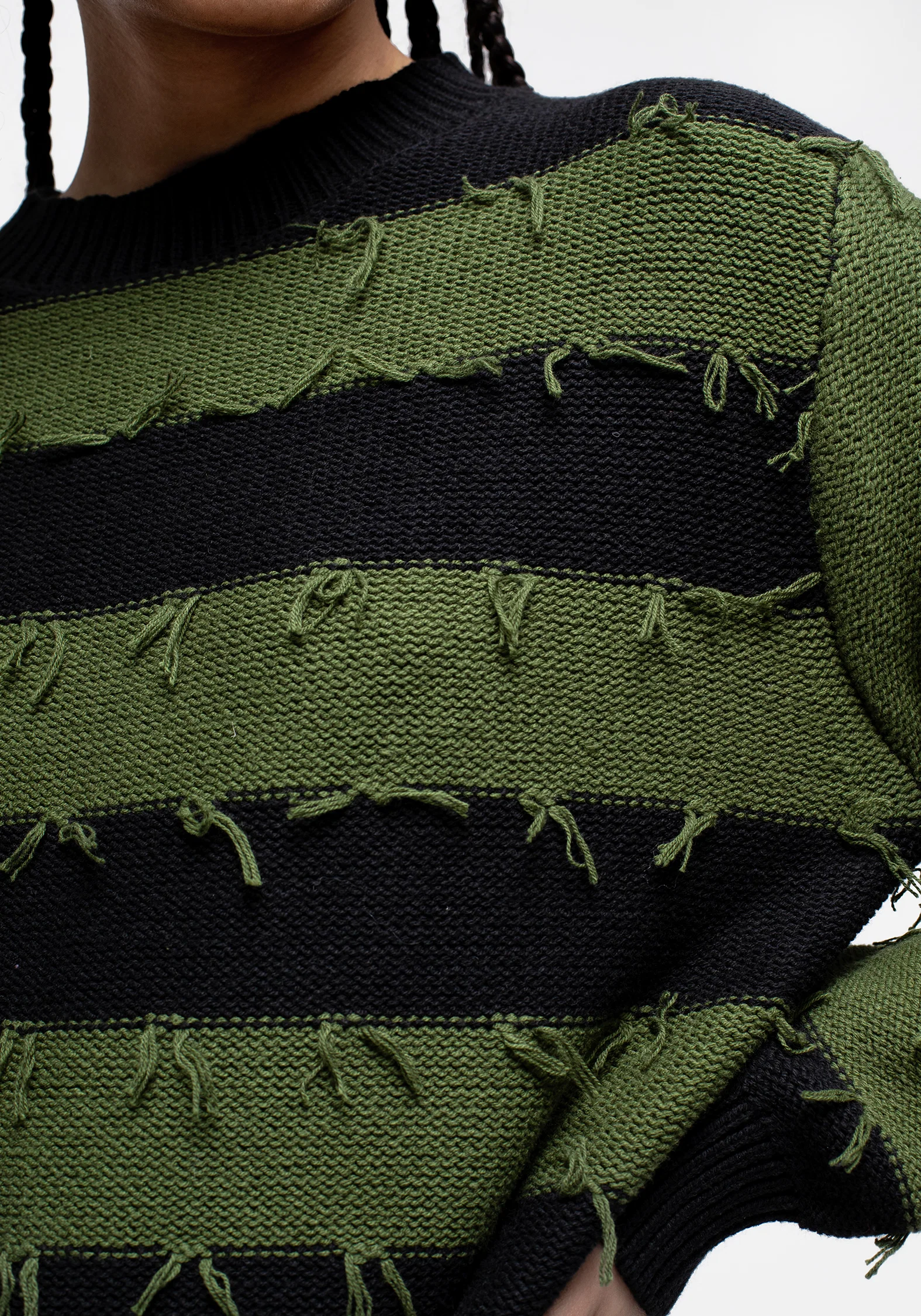Nancy Stripe Oversized Jumper - Green and Black - Image 2