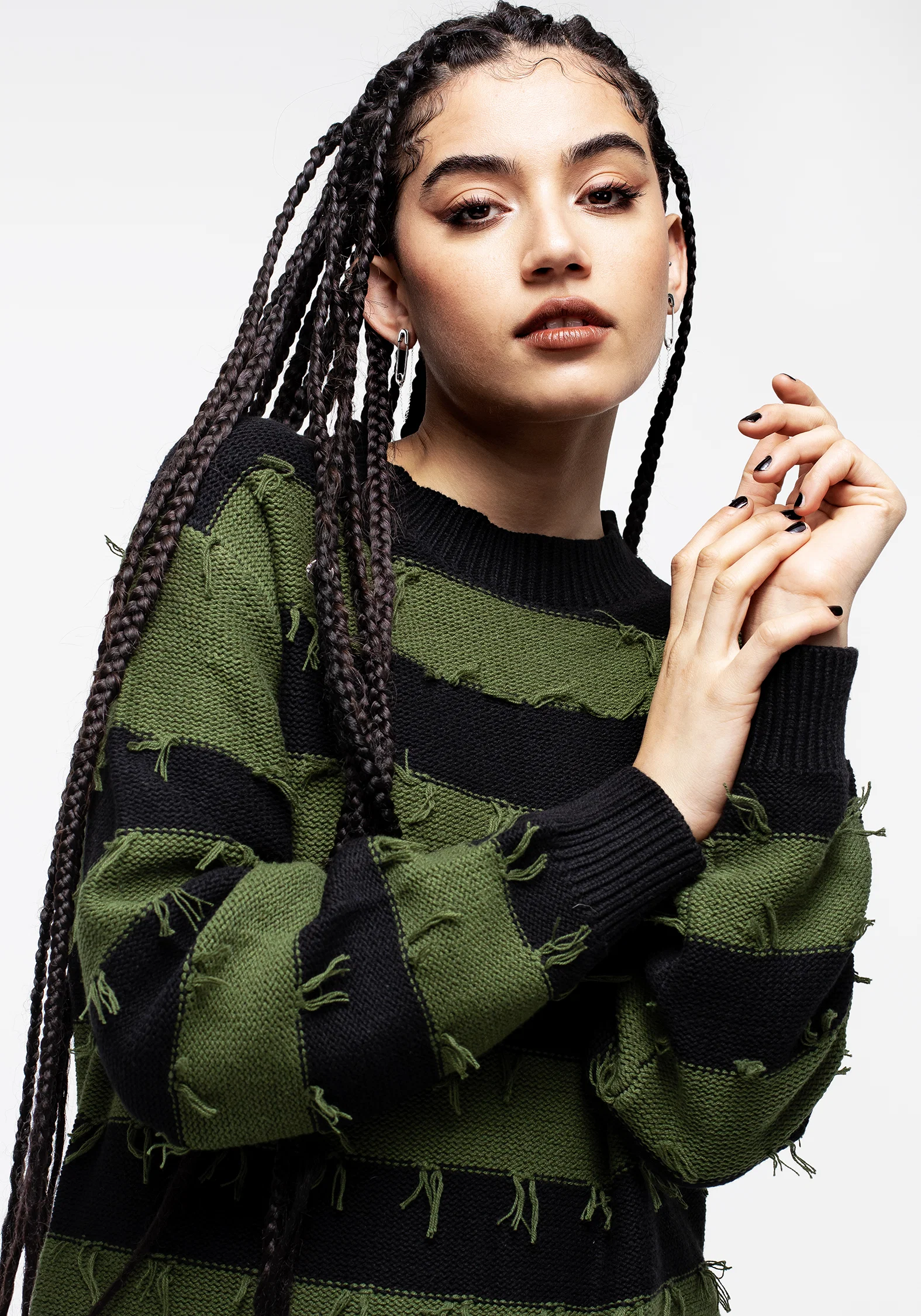Nancy Stripe Oversized Jumper - Green and Black - Image 7