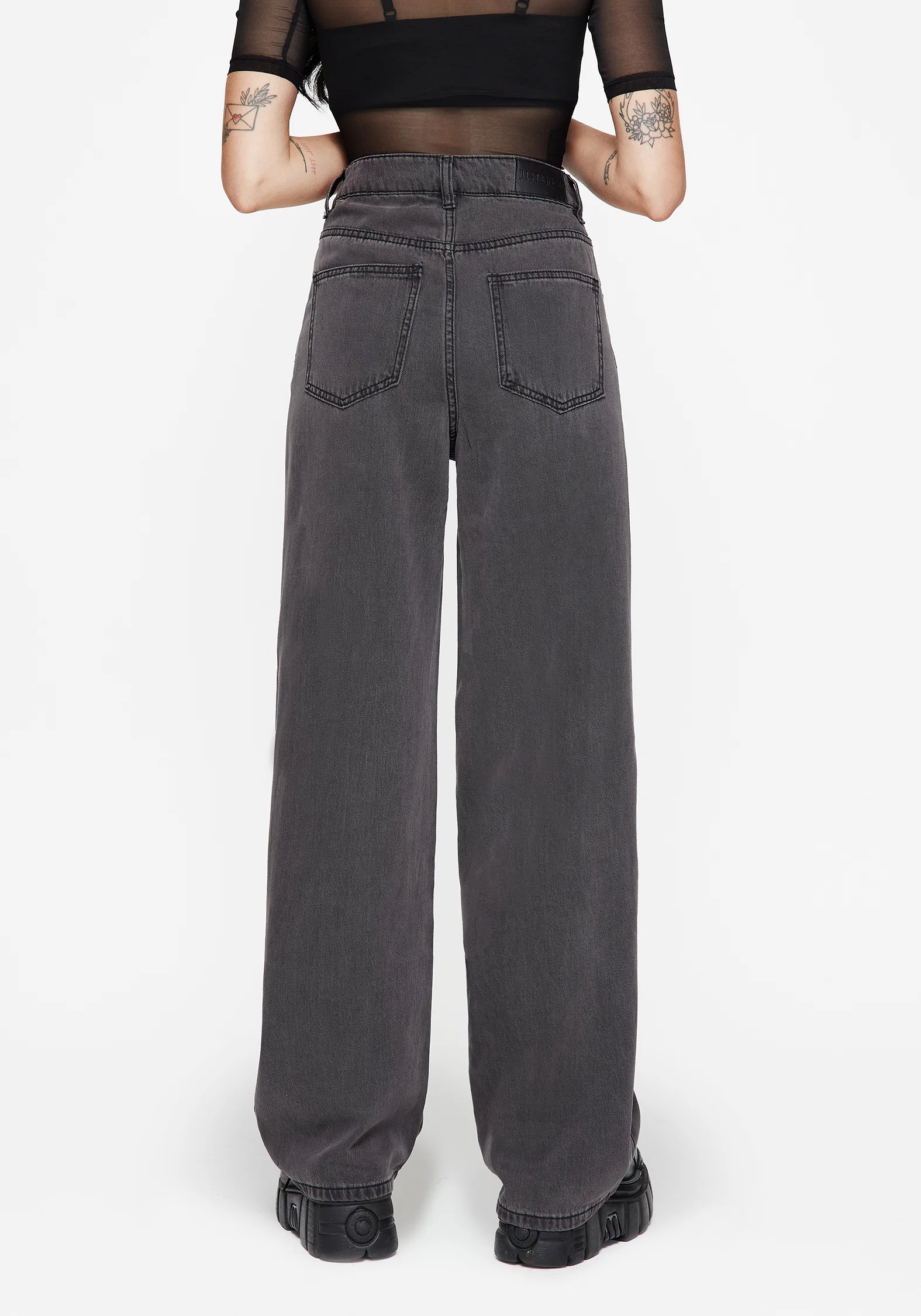 Nara Wide Leg Distressed Gothic Embroidery Jeans - Image 3