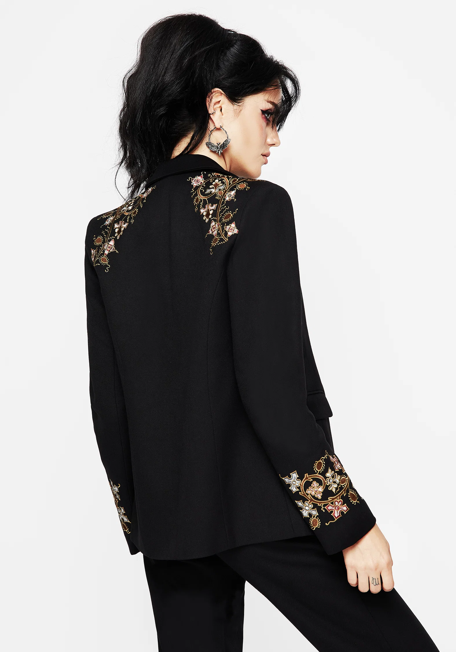 Nasturtium Floral Embroidered Relaxed Blazer - Image 3