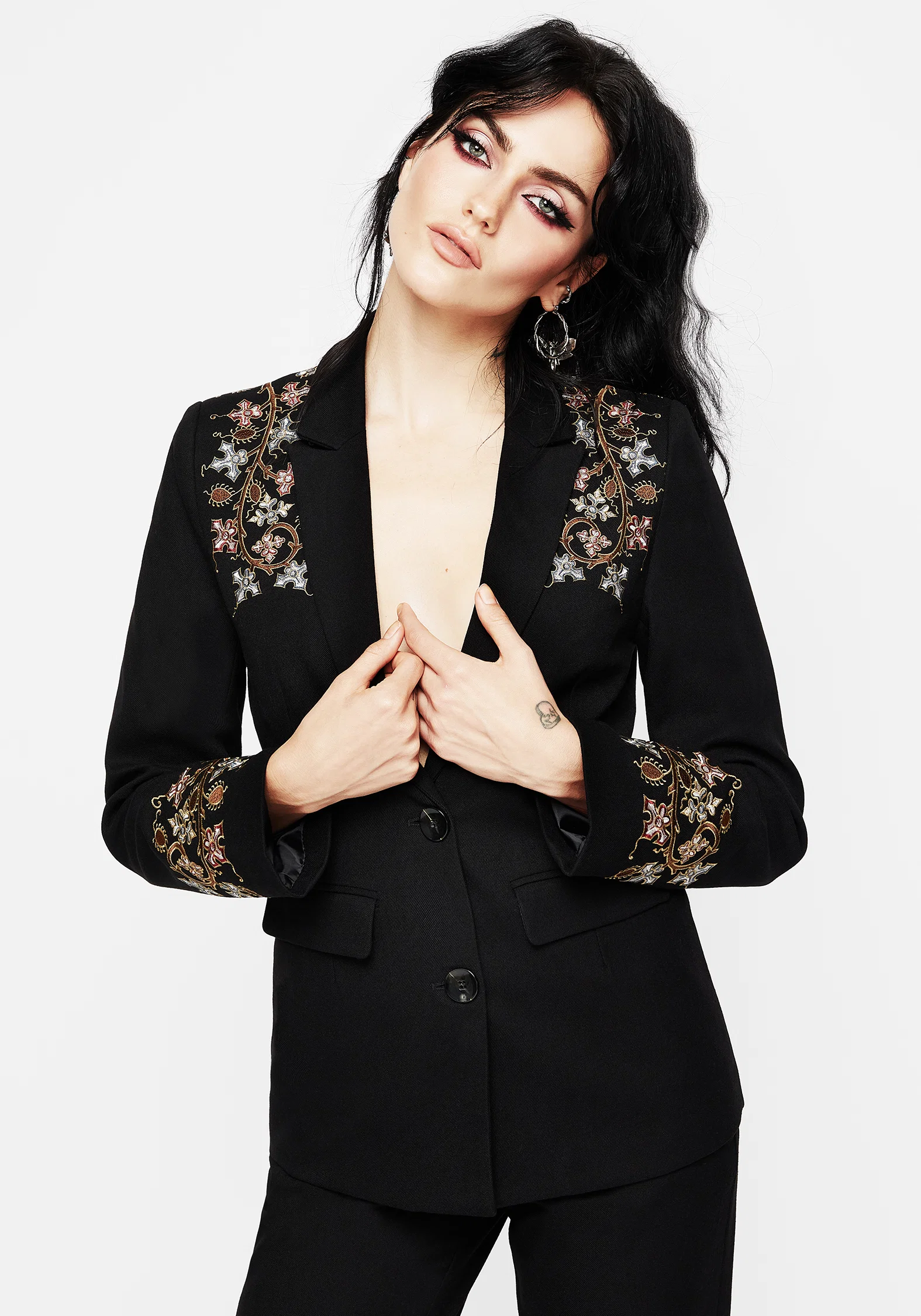Nasturtium Floral Embroidered Relaxed Blazer - Image 7
