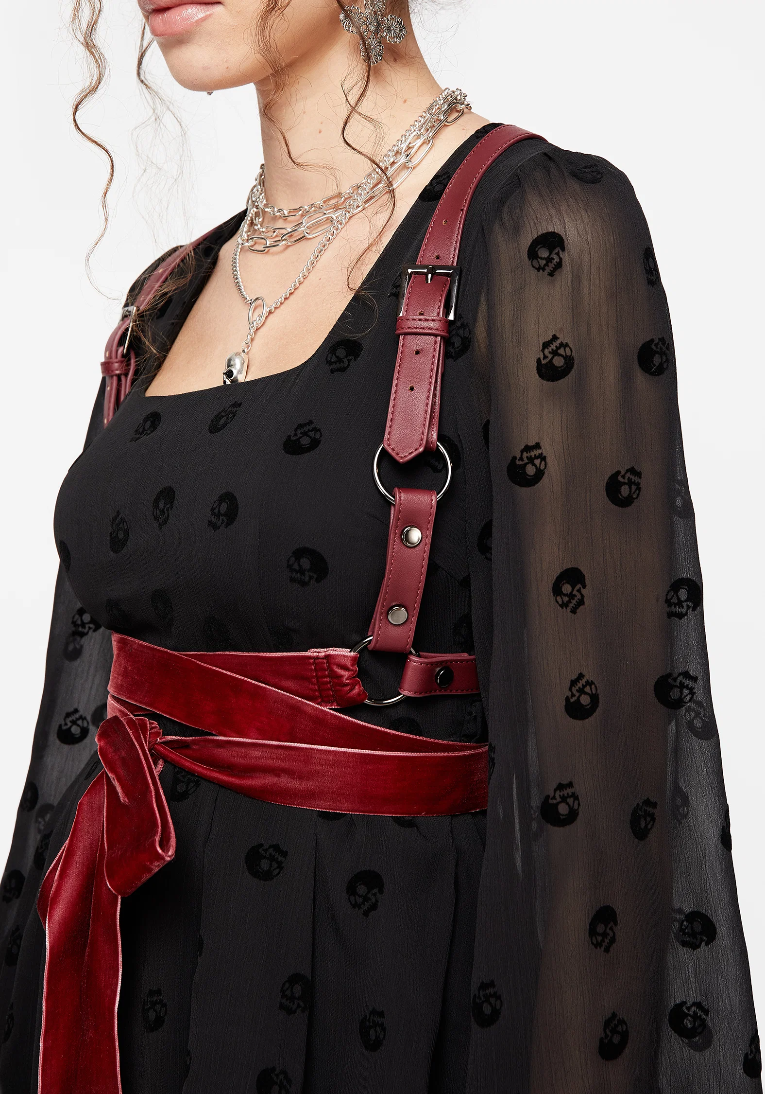 Natalia Ribbon Wrap Harness - Oxblood - Image 2