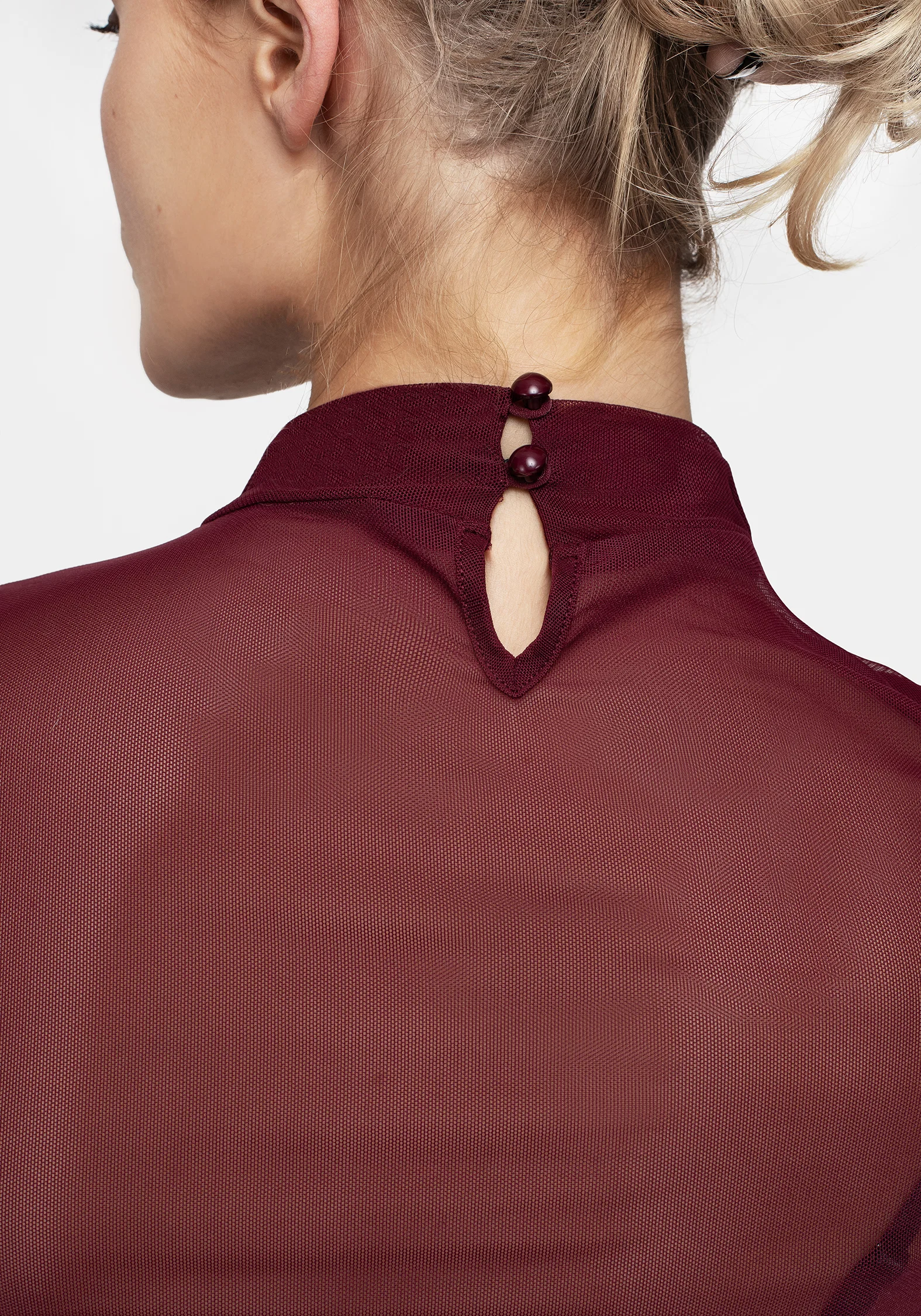 Necrosis Mesh High Neck Long Sleeve Top - Red - Image 4