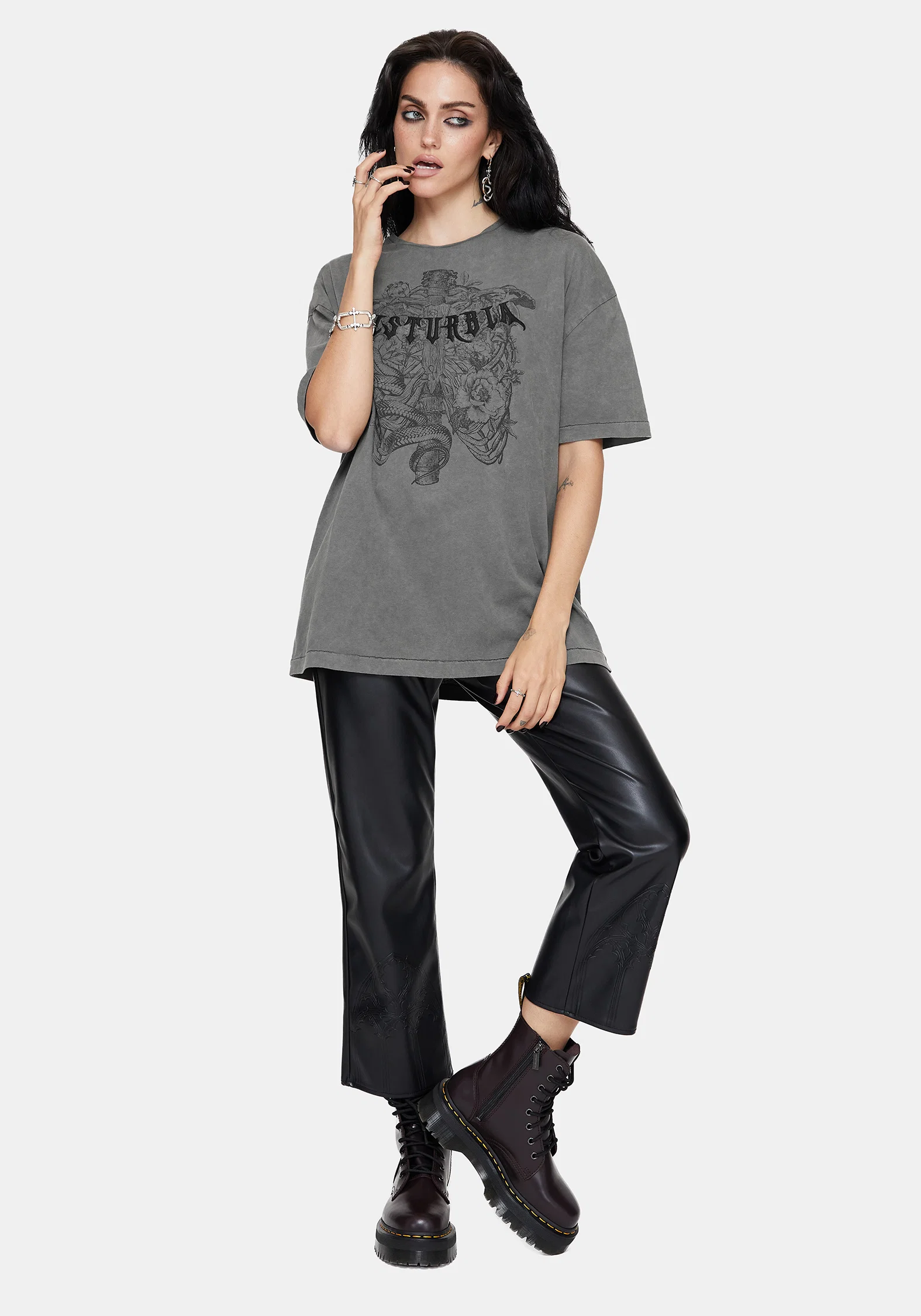 Neikea Ribcage Graphic Oversized Cotton T-Shirt - Image 5