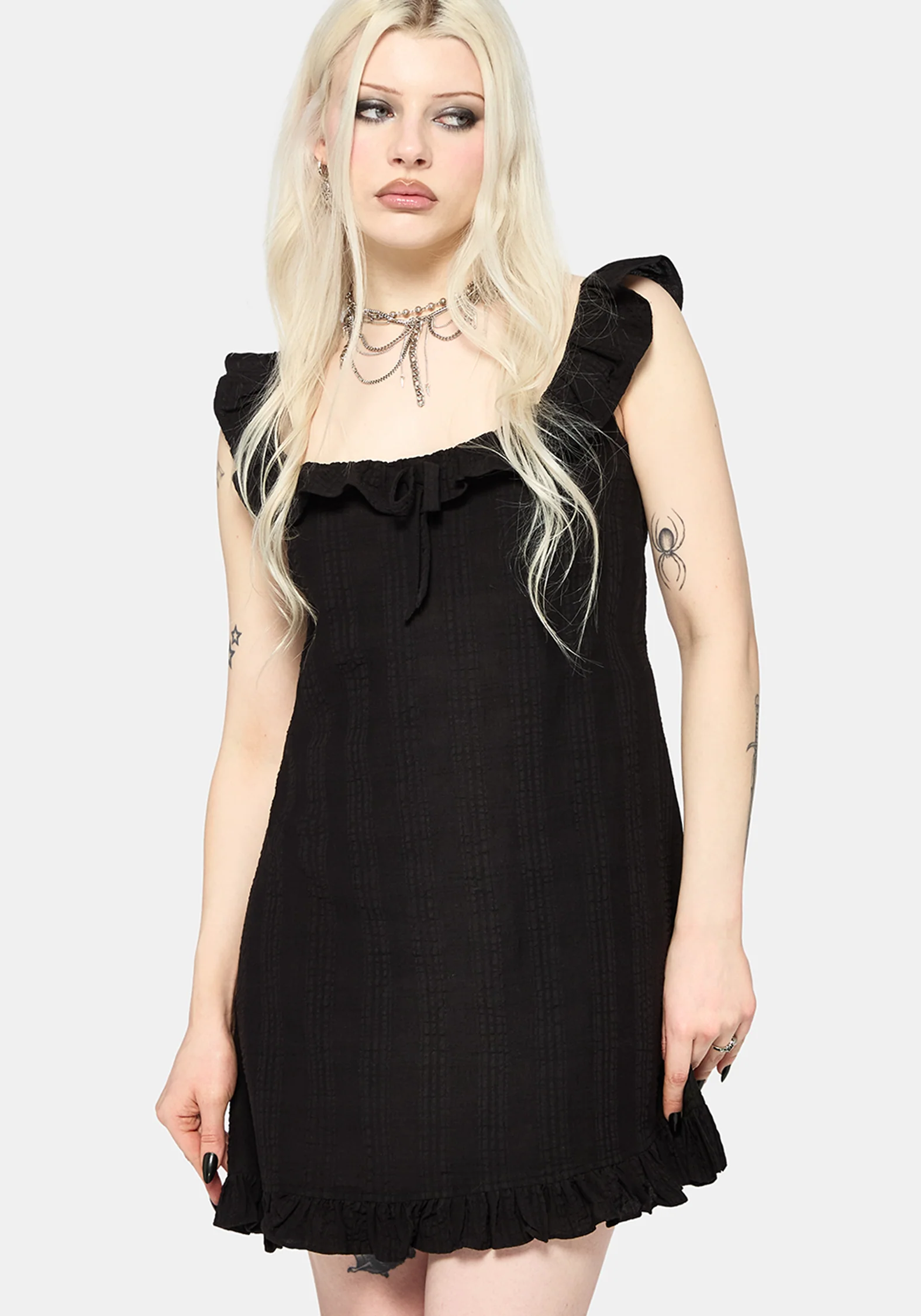 Nephra Frilly Sleeve Trapeze Mini Smock Dress - Image 4