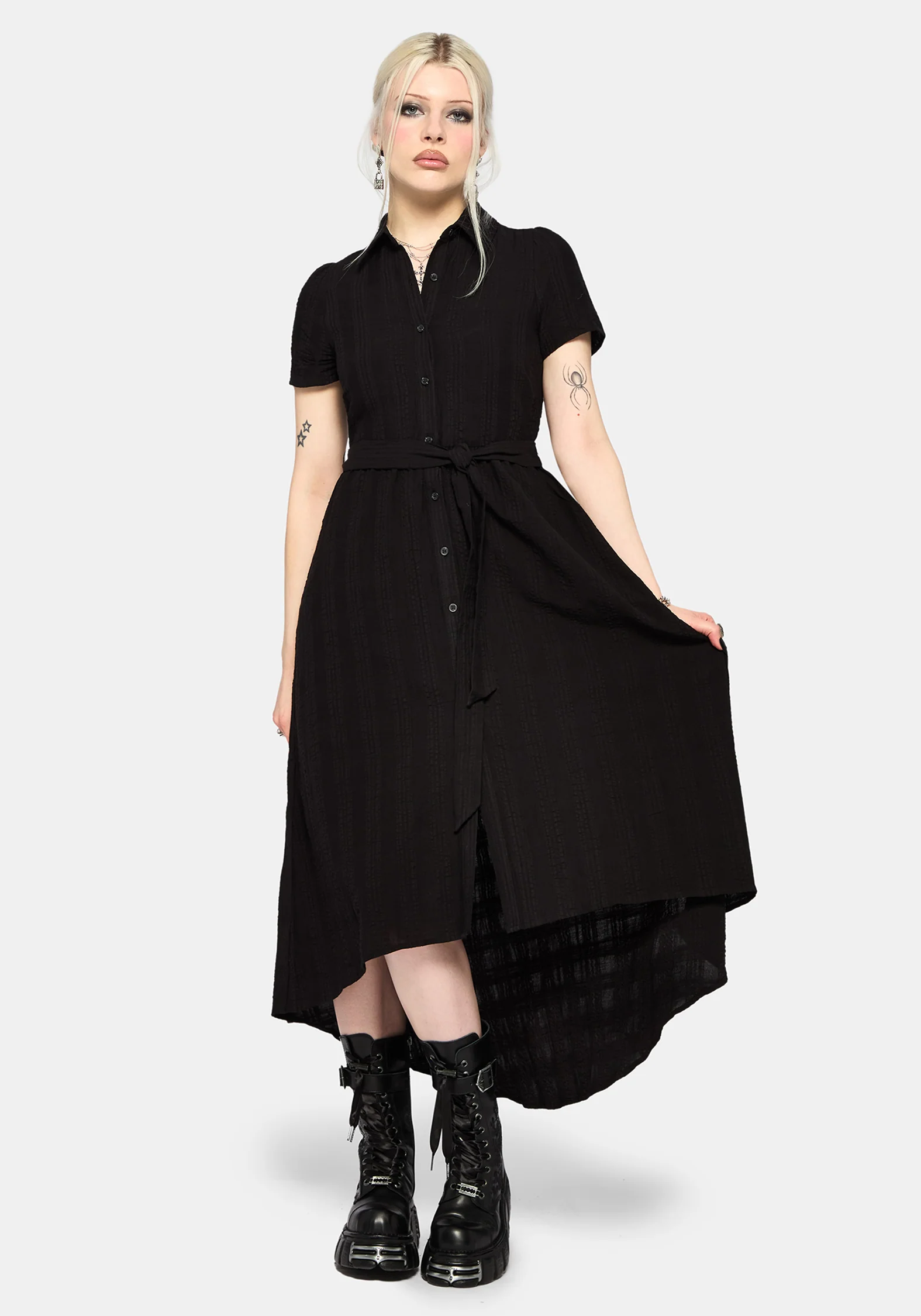 Nephra Tie Waist Midi Shirt Dress - Image 4