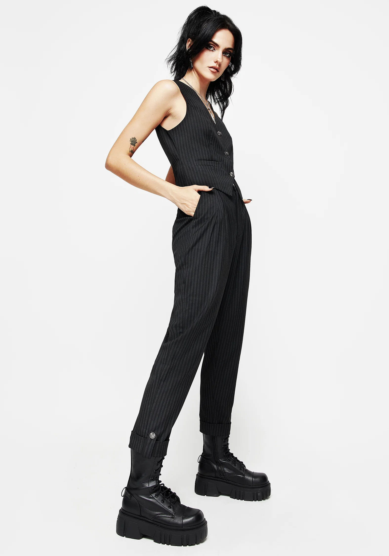 Nevermore Pinstripe Tailored Trousers - Image 6