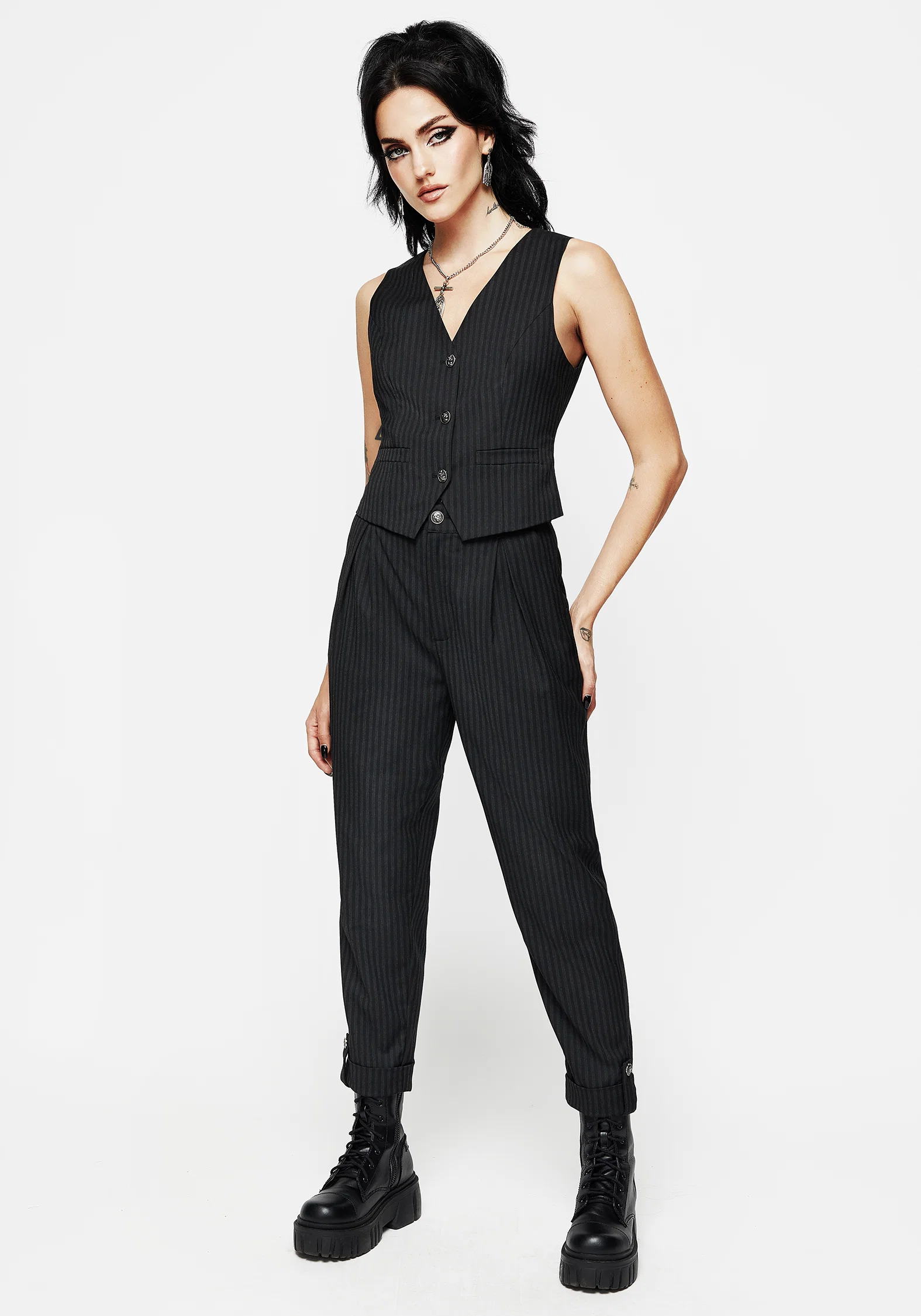 Nevermore Pinstripe Tailored Trousers - Image 7