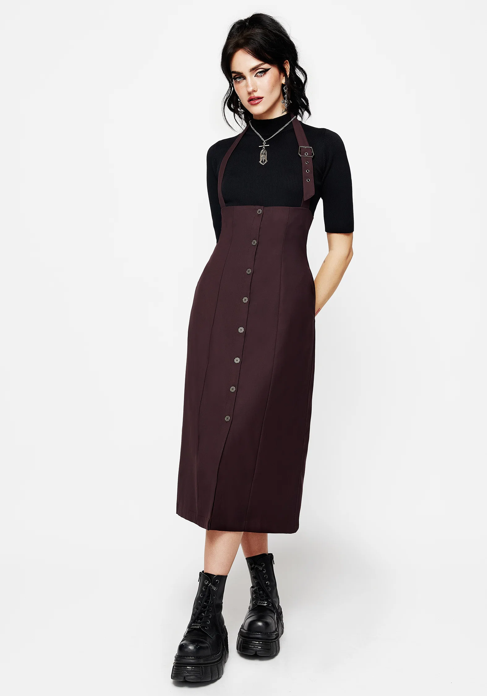 New Age Halter Neck Pinafore Midi Dress - Image 5