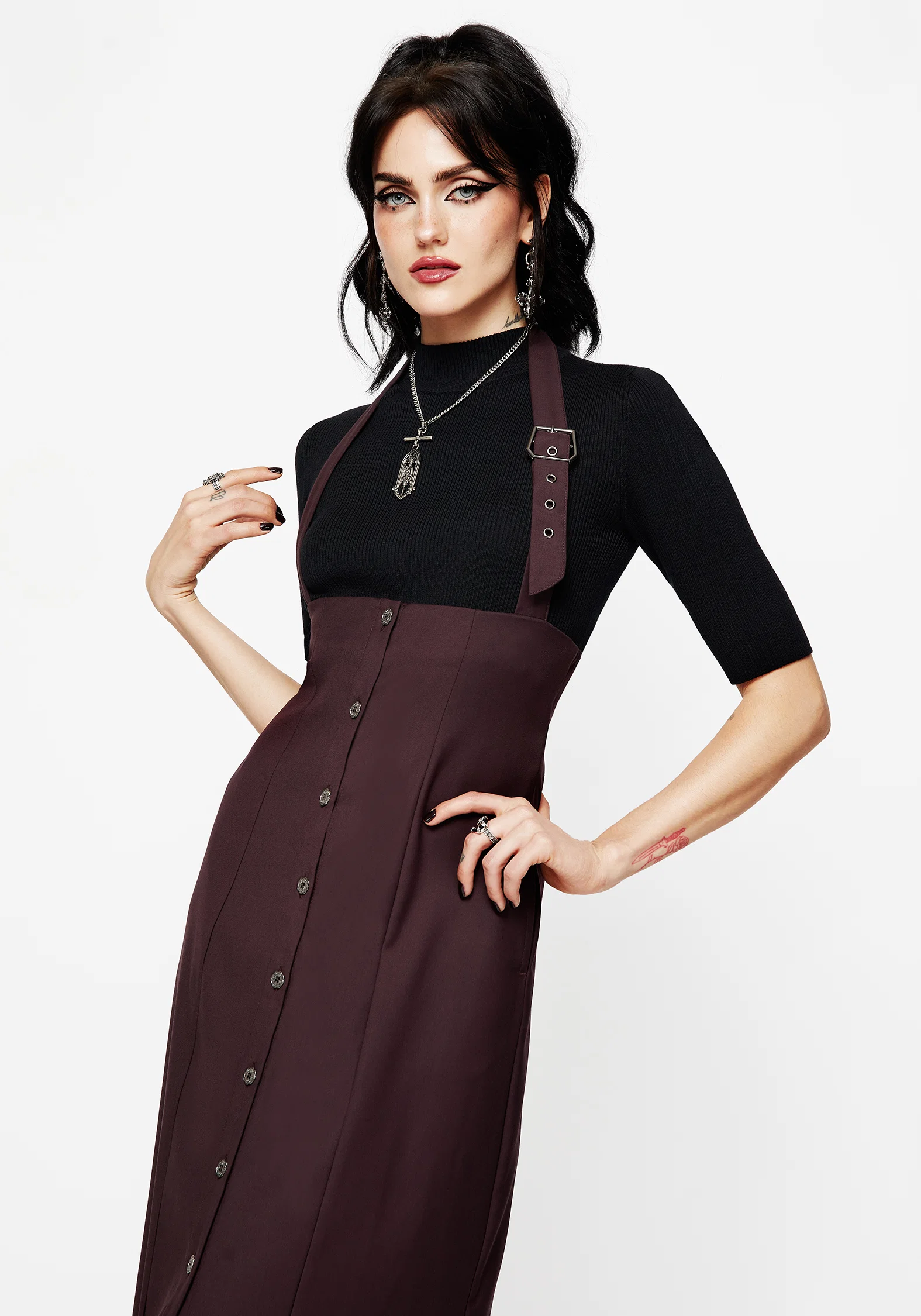New Age Halter Neck Pinafore Midi Dress - Image 6
