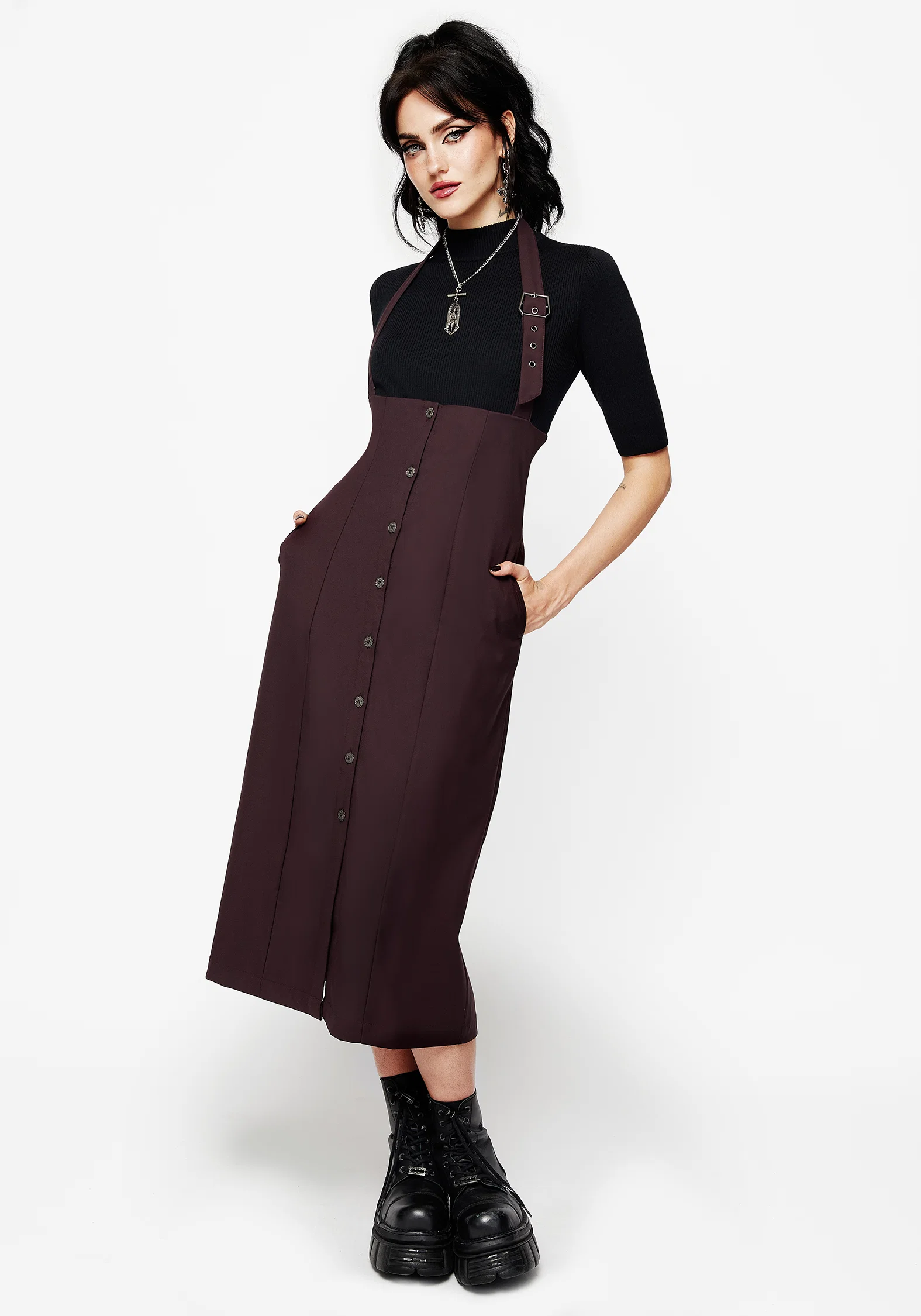 New Age Halter Neck Pinafore Midi Dress - Image 7