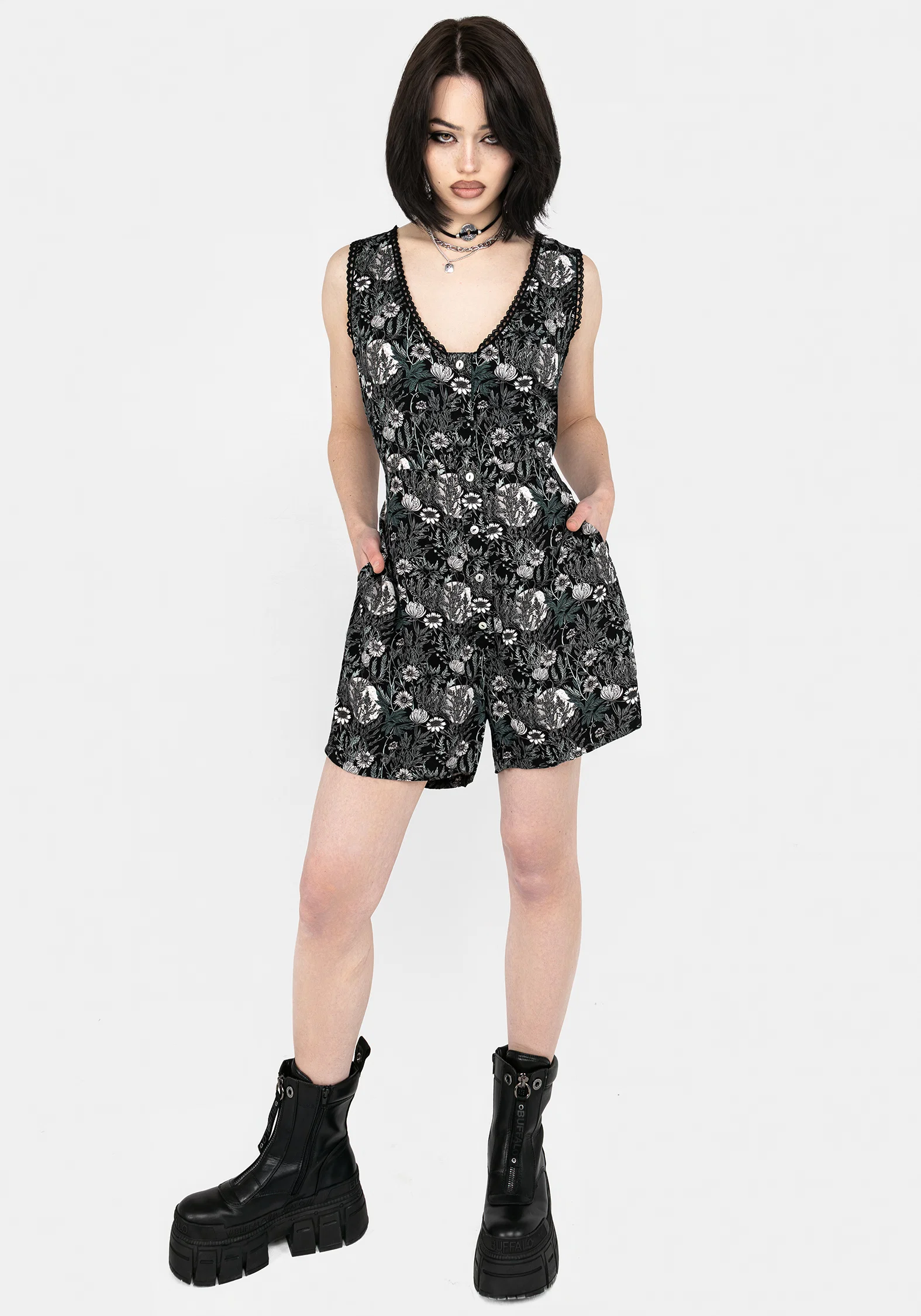 Nightbloom Lace Trim Playsuit - Image 4