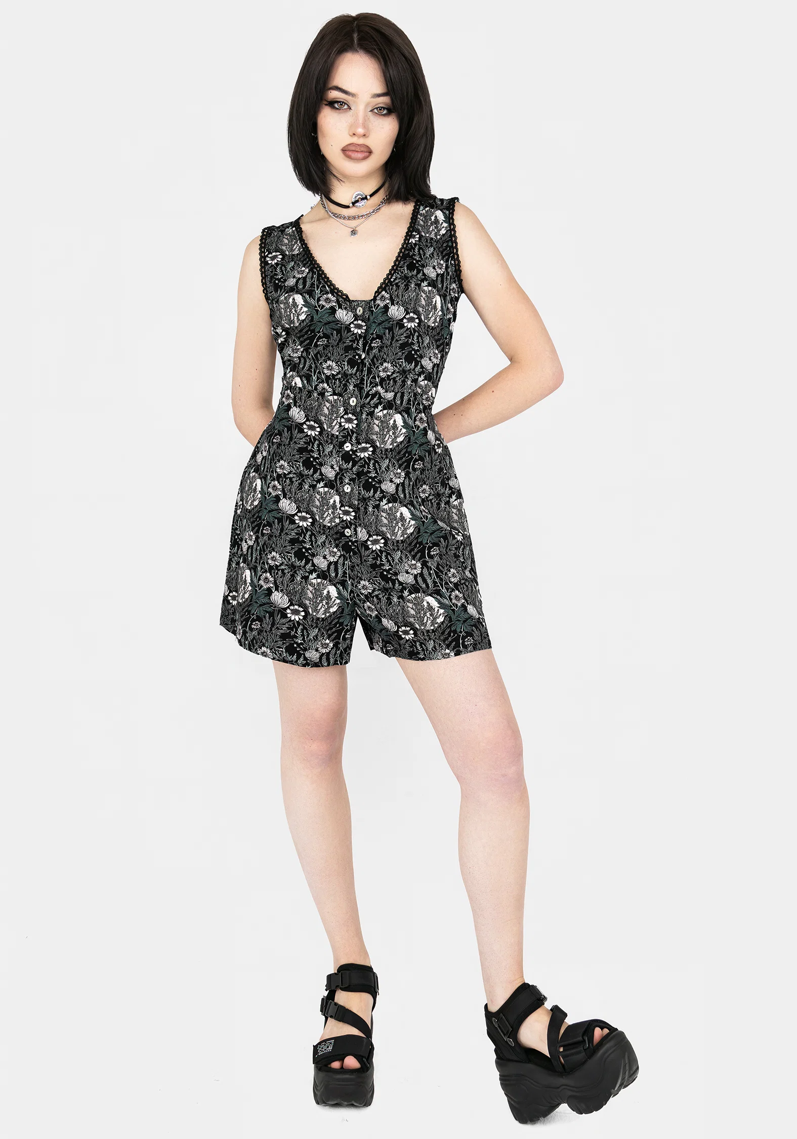 Nightbloom Lace Trim Playsuit - Image 5