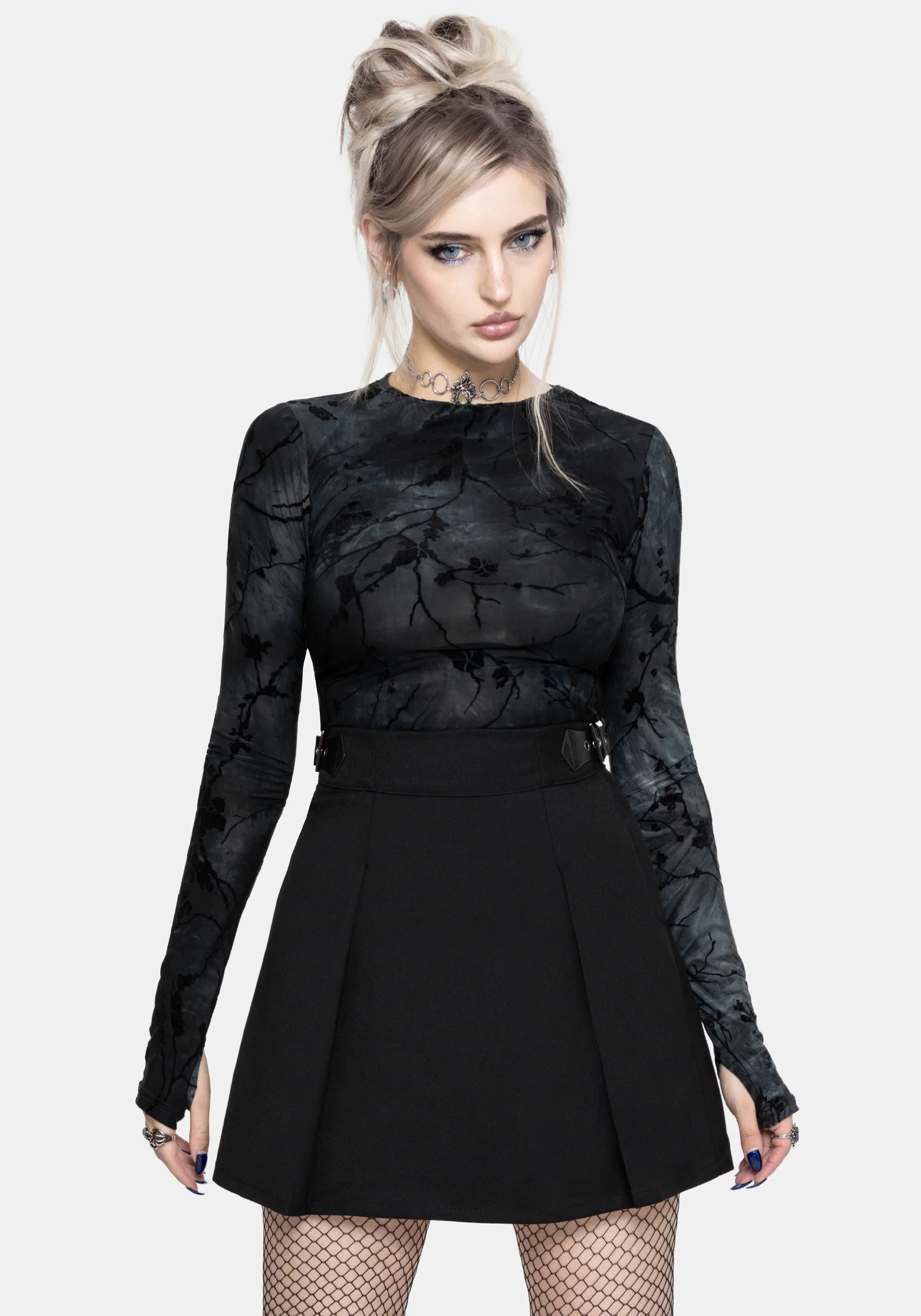 Nightingale Black Pleated Mini Skirt - Image 4