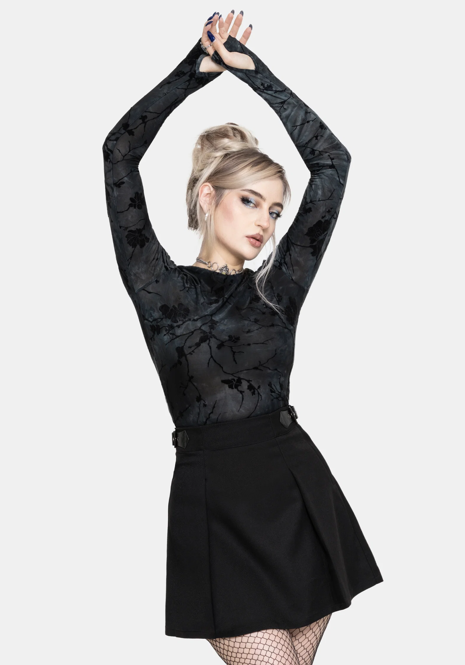 Nightingale Black Pleated Mini Skirt - Image 7