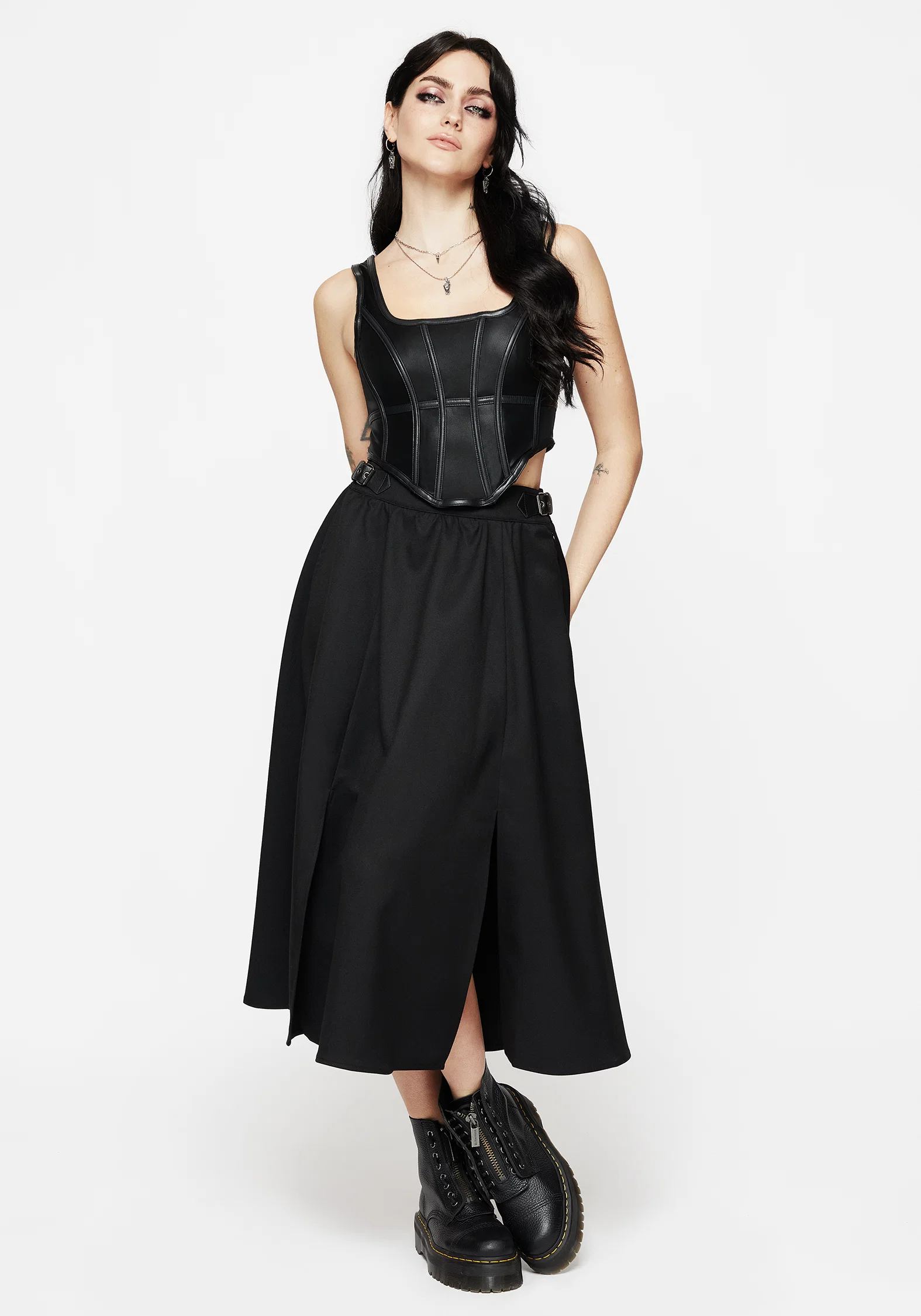 Nightingale Buckled Midi Skirt - Black - Image 5