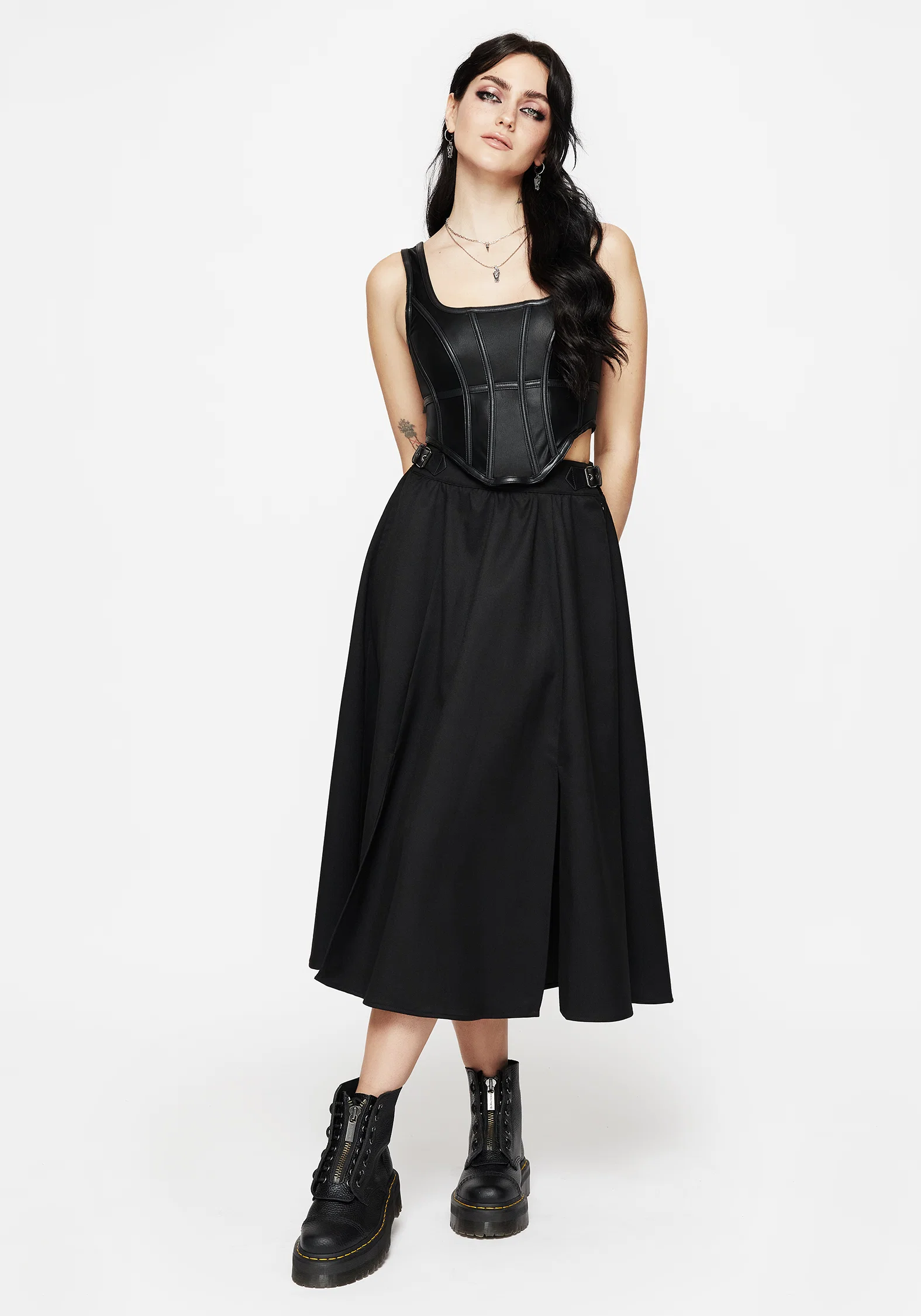 Nightingale Buckled Midi Skirt - Black - Image 7