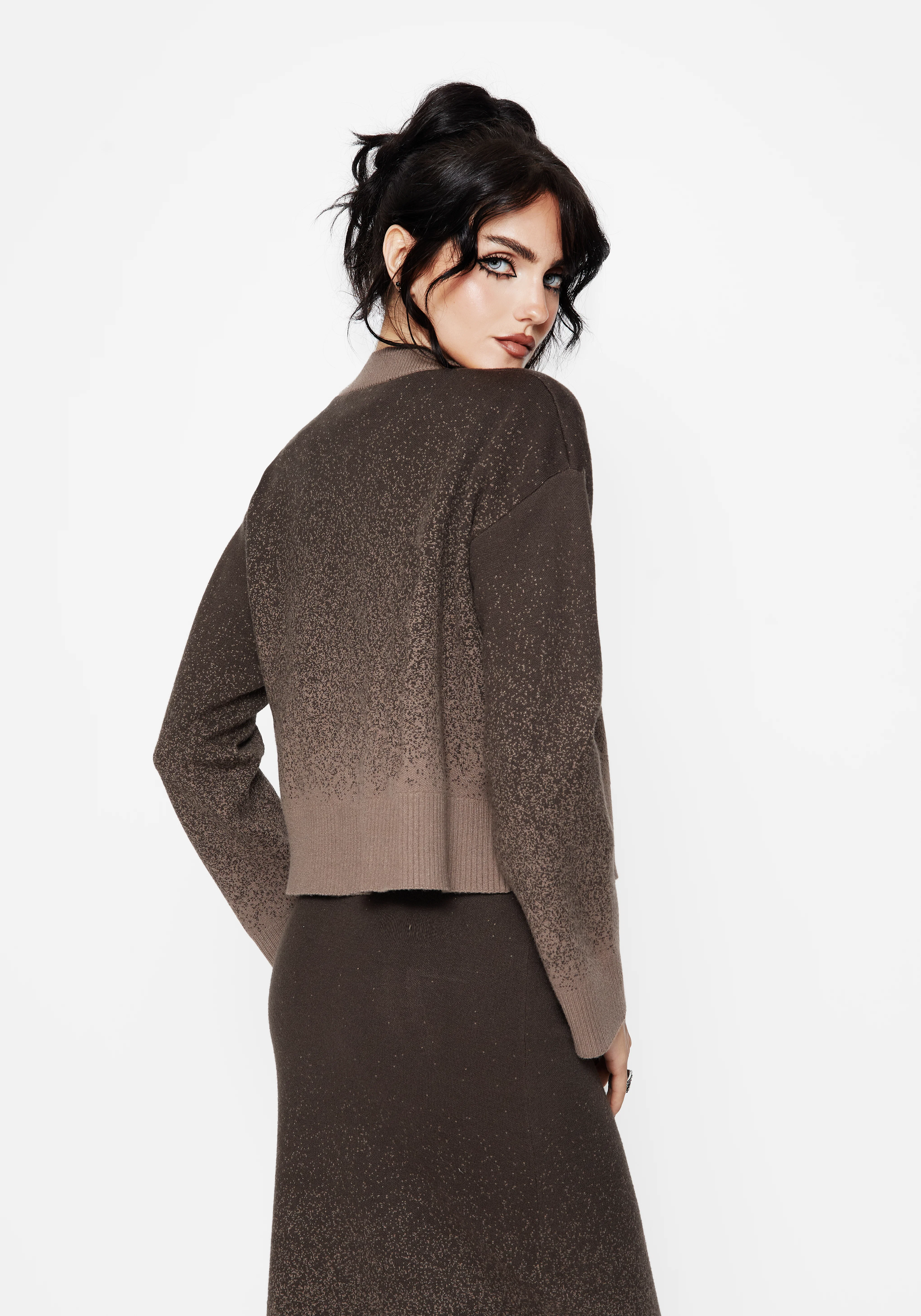 Nightjar Ombre Knit Cardigan - Taupe - Image 3