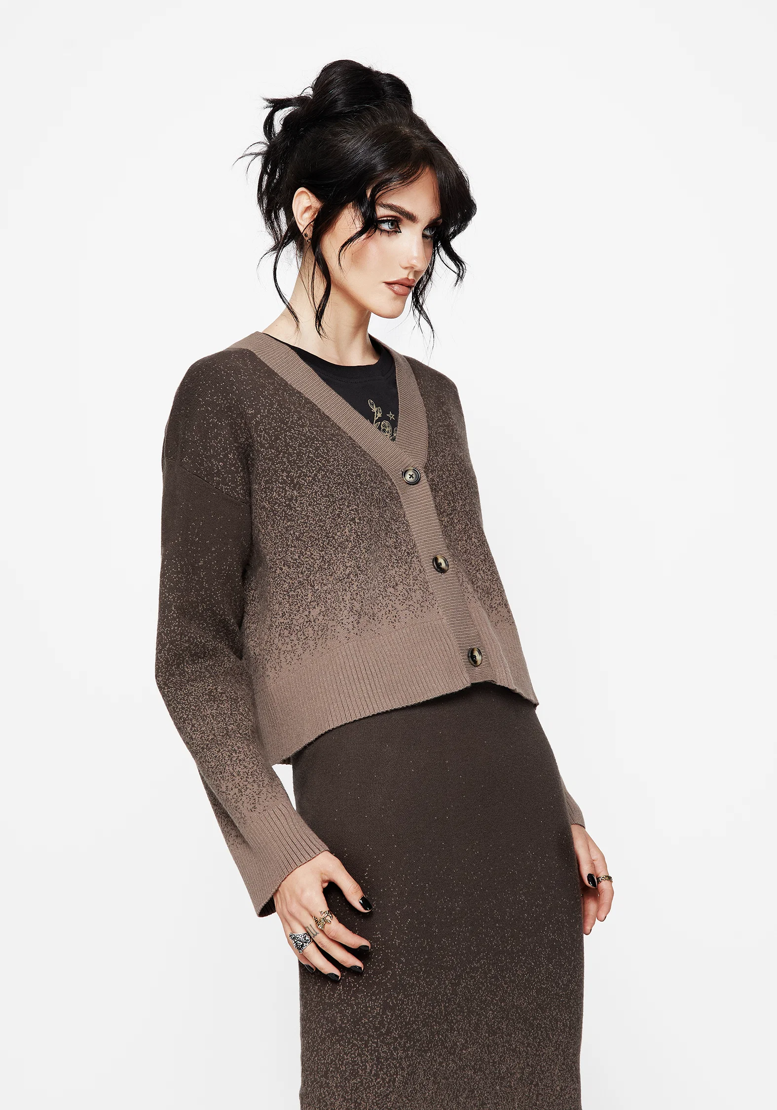 Nightjar Ombre Knit Cardigan - Taupe - Image 4