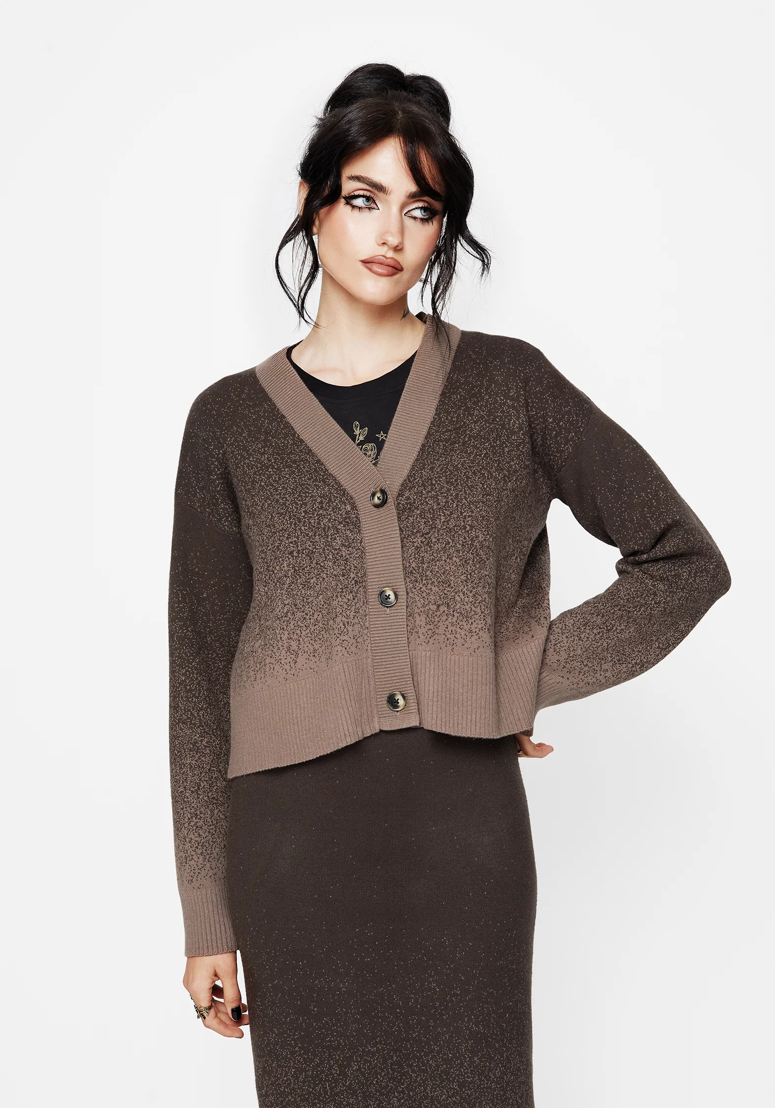 Nightjar Ombre Knit Cardigan - Taupe - Image 6