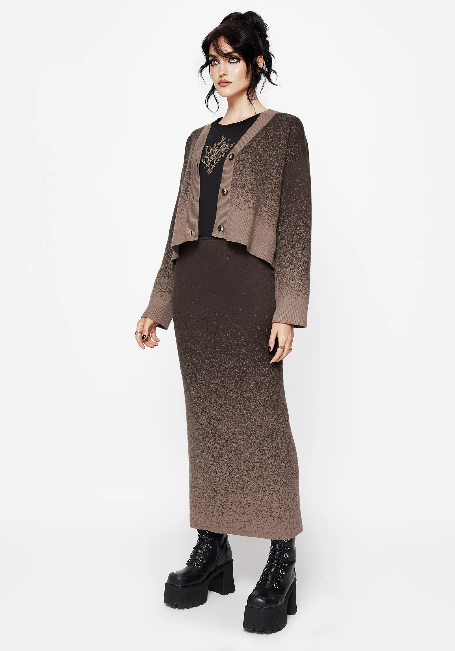 Nightjar Ombre Knit Cardigan - Taupe - Image 7