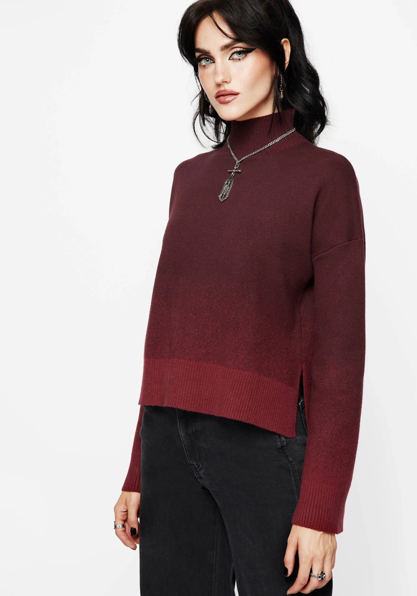 Nightjar Ombre Knit Jumper - Red - Image 4