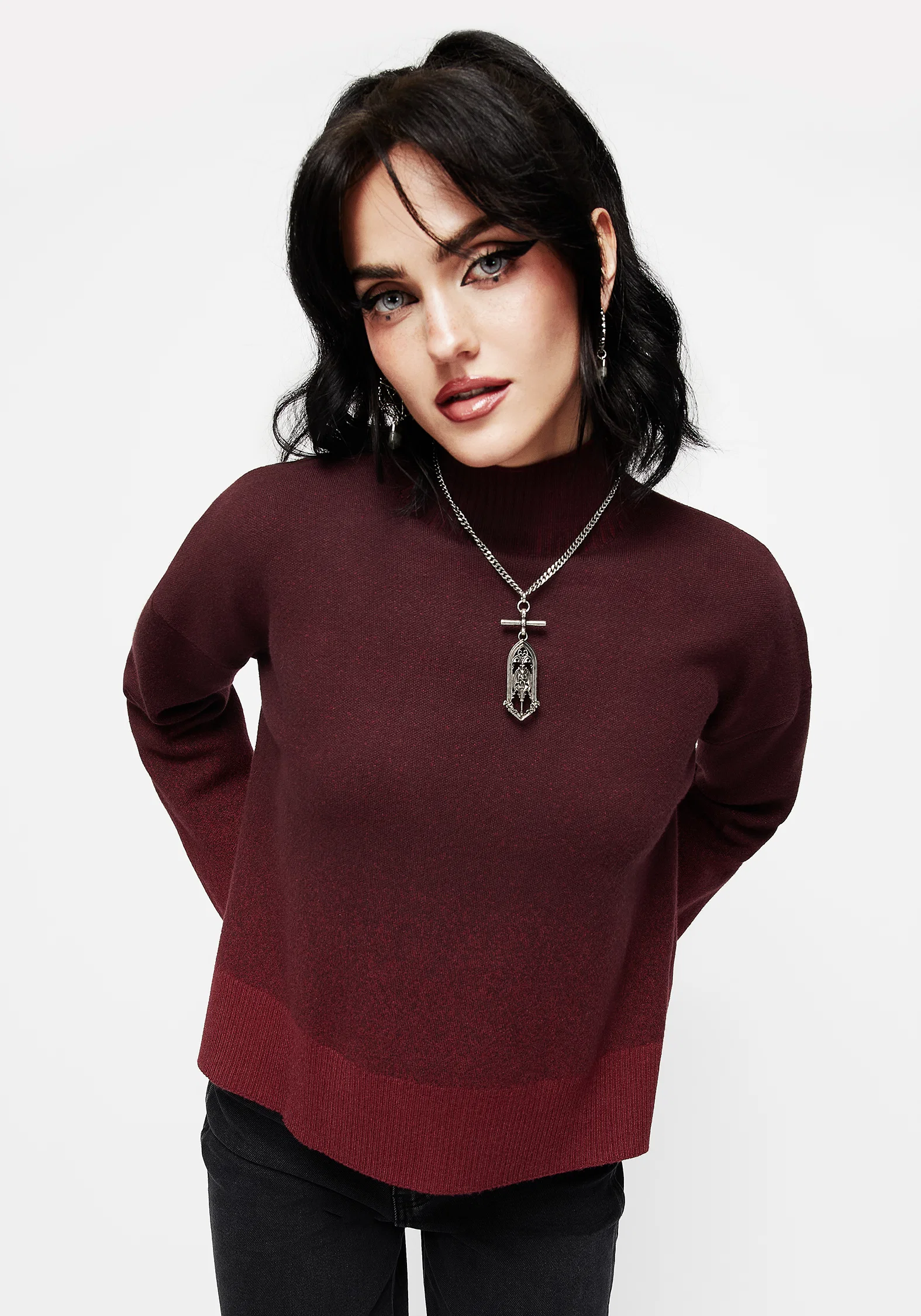 Nightjar Ombre Knit Jumper - Red - Image 6