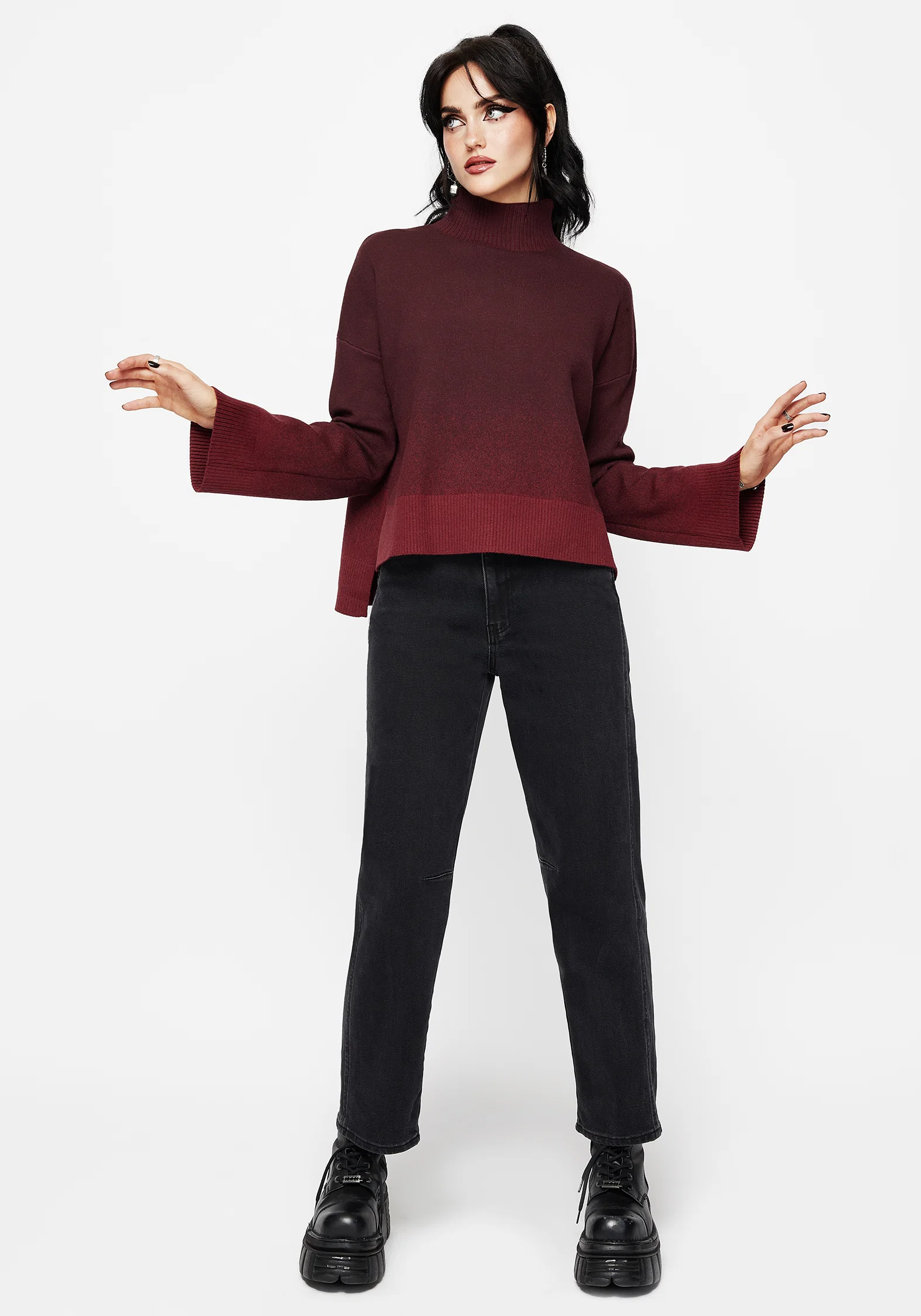 Nightjar Ombre Knit Jumper - Red - Image 7