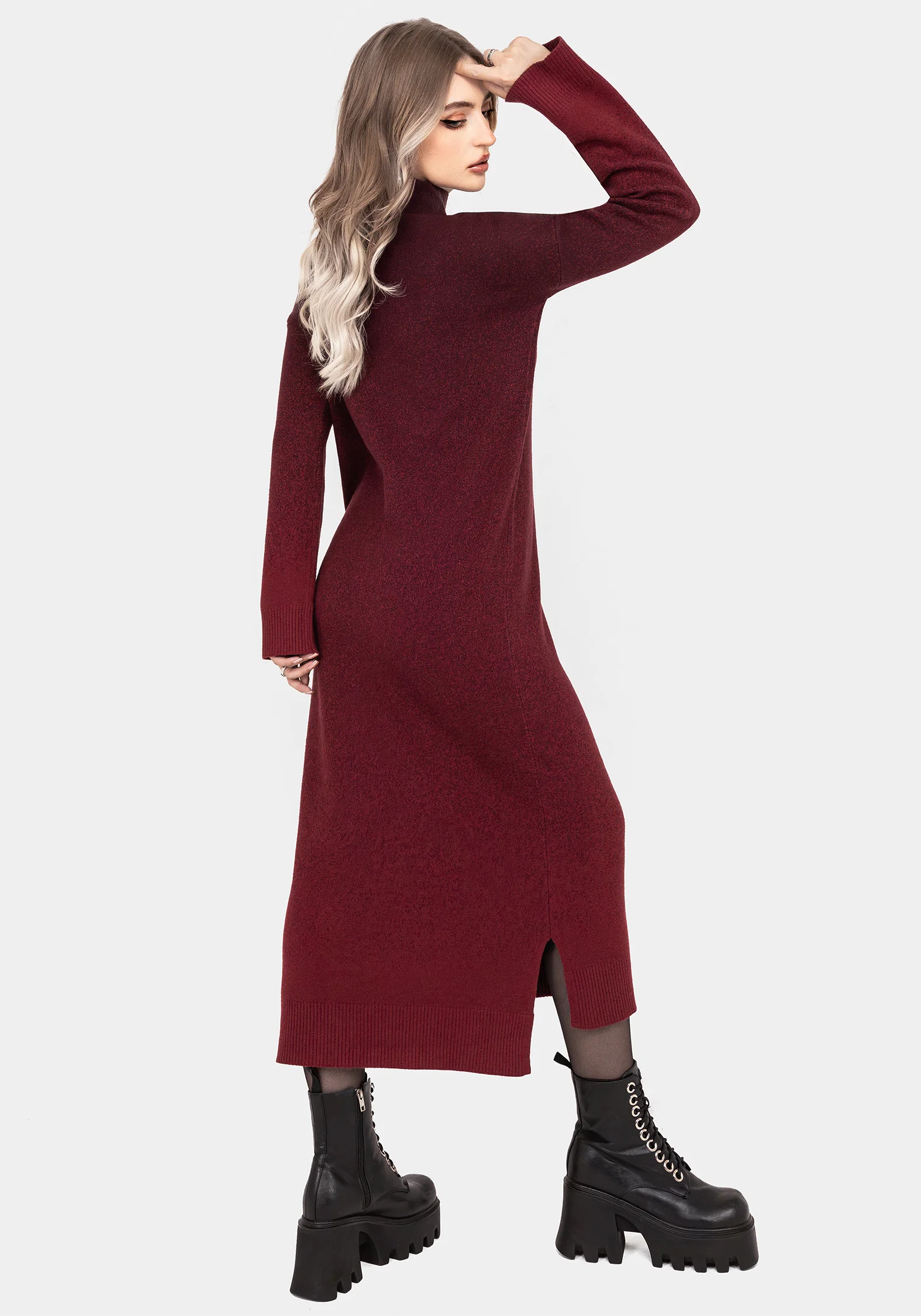 Nightjar Ombre Knit Maxi Dress - Red - Image 3