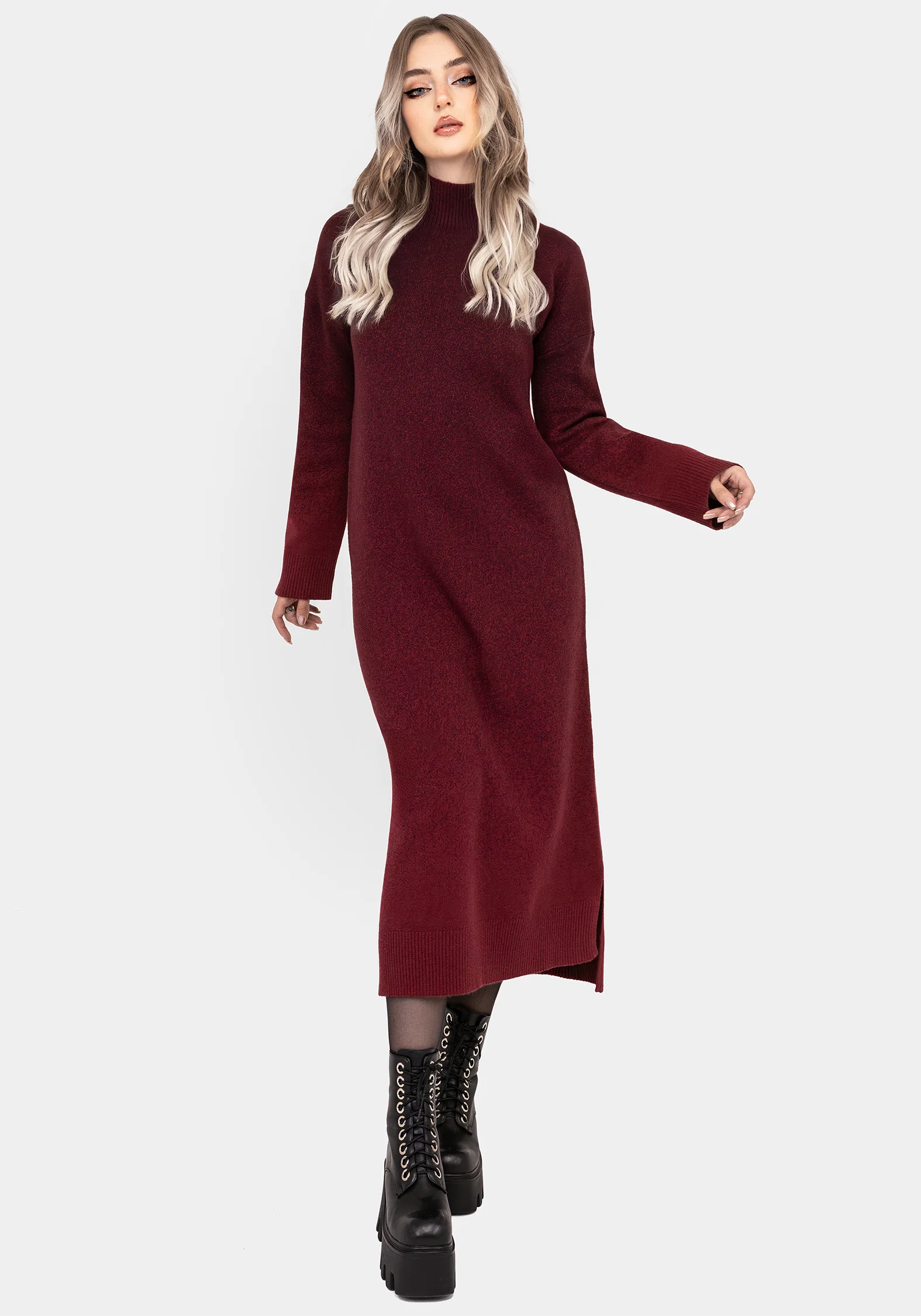 Nightjar Ombre Knit Maxi Dress - Red - Image 4