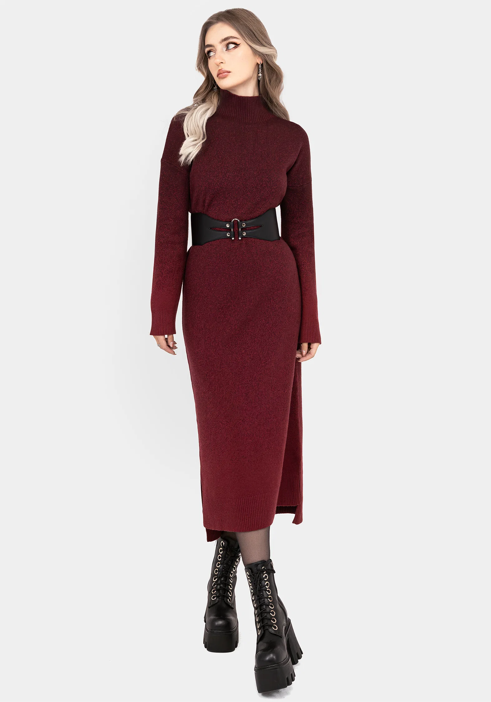 Nightjar Ombre Knit Maxi Dress - Red - Image 6